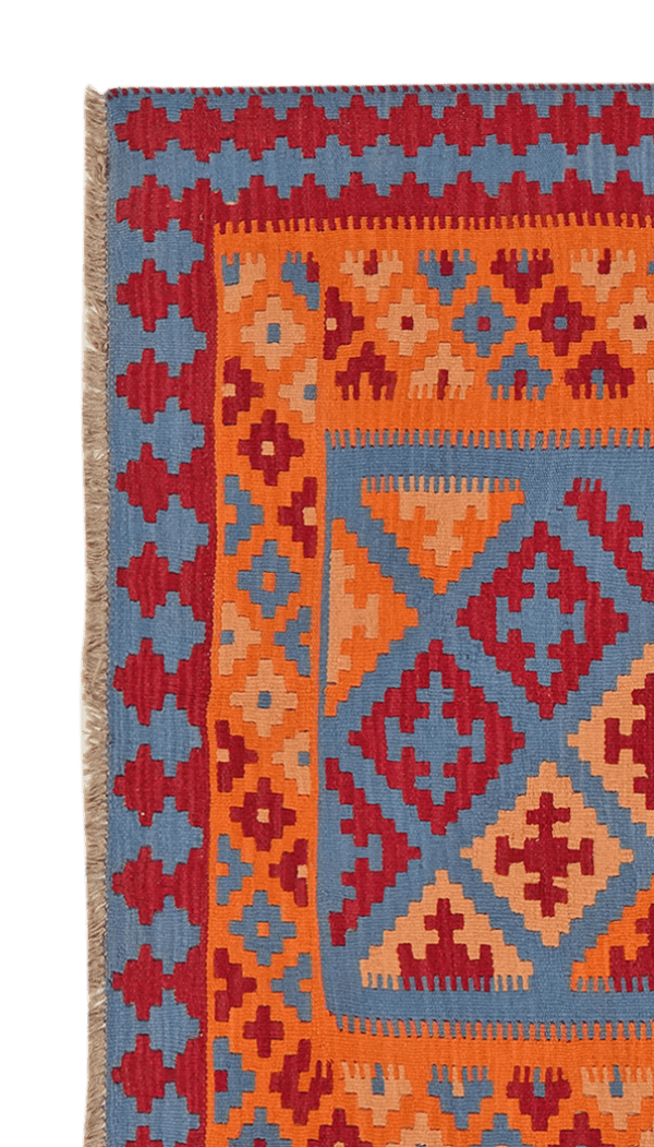 Kelim Gashgai — Handmade, 159x202 cm, Blue, 100% Virgin Wool | View 3
