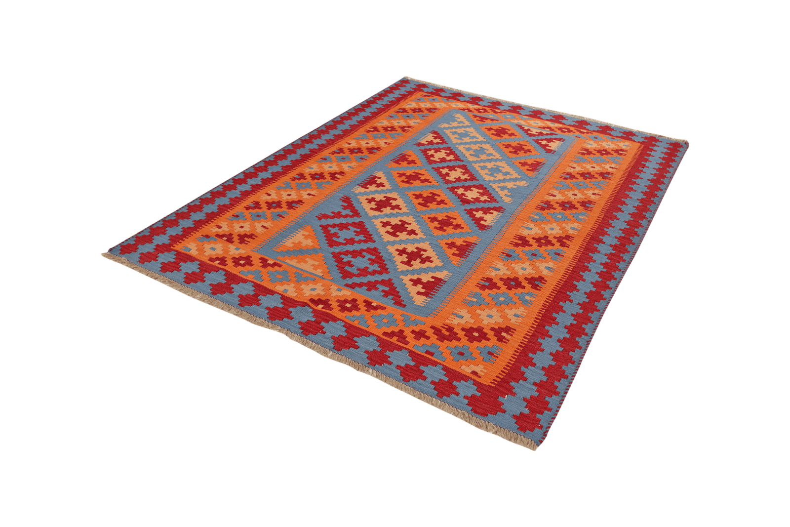 Kelim Gashgai — Handmade, 159x202 cm, Blue, 100% Virgin Wool | View 5