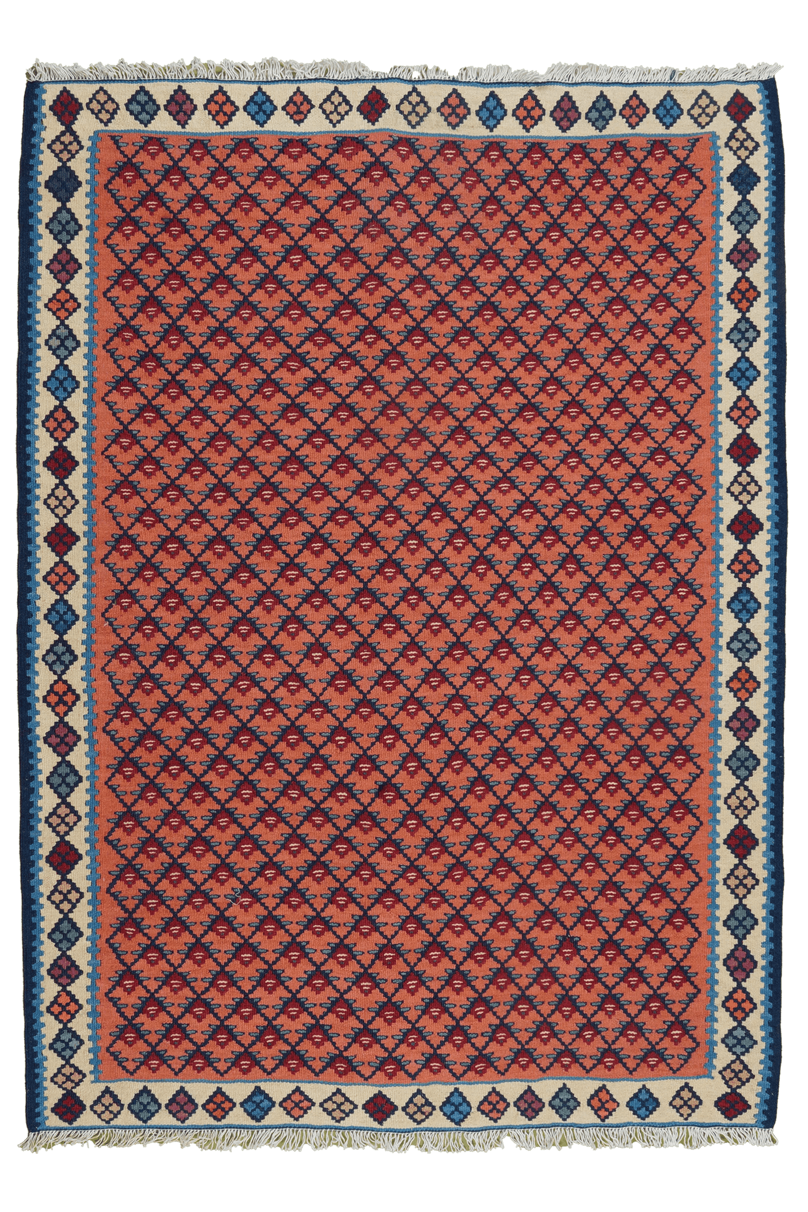 Kelim Senneh — Handmade, 107x147 cm, Pink, 100% Virgin Wool | Main view