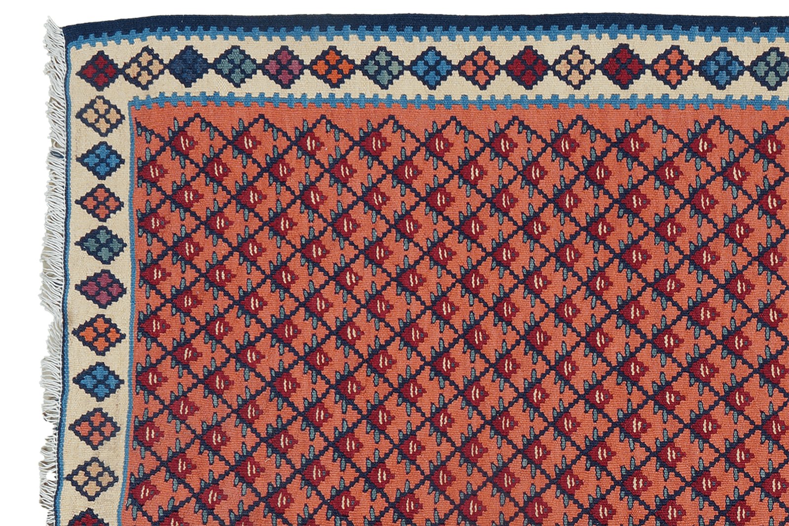 Kelim Senneh — Handmade, 107x147 cm, Pink, 100% Virgin Wool | View 3