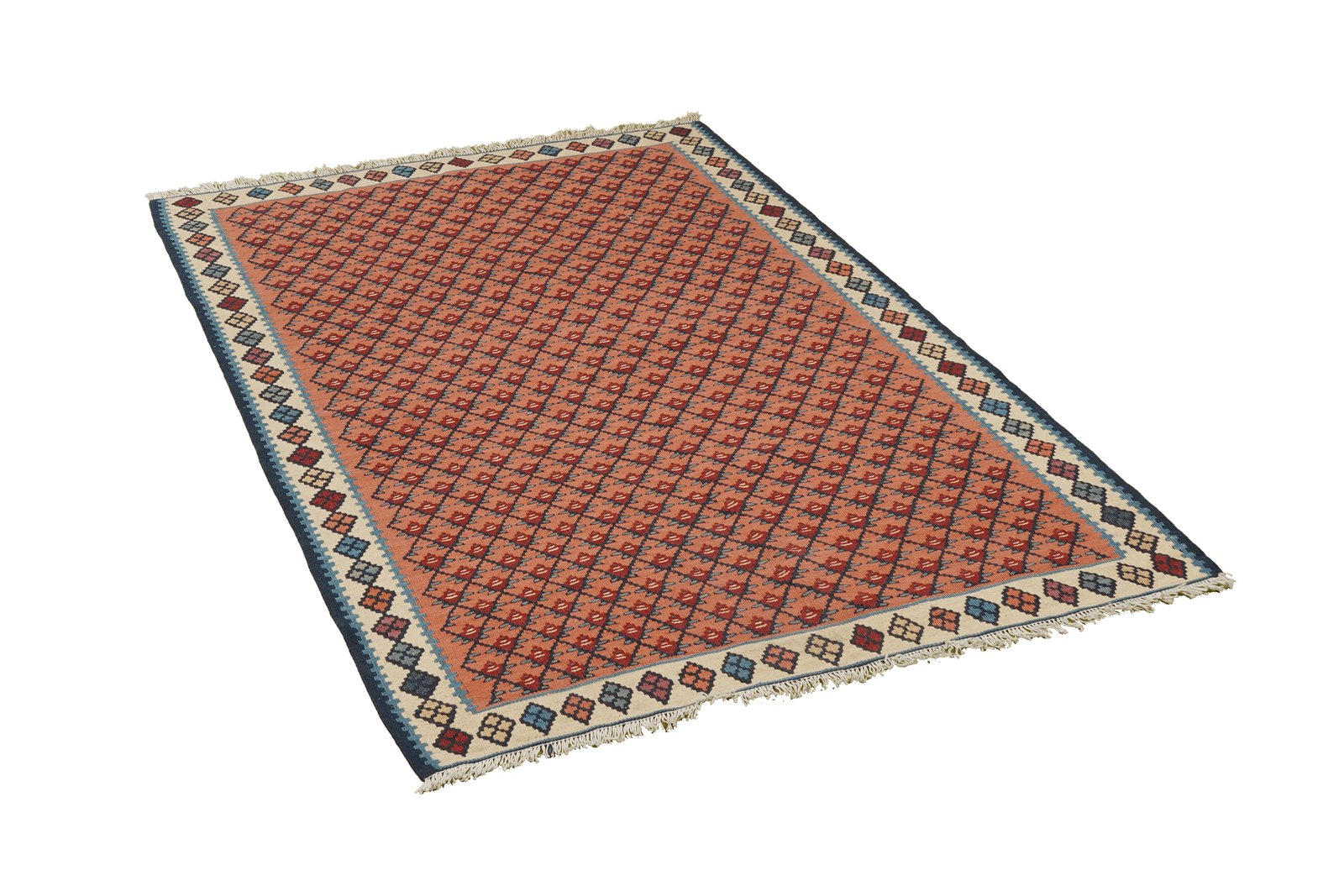 Kelim Senneh — Handmade, 107x147 cm, Pink, 100% Virgin Wool | View 4