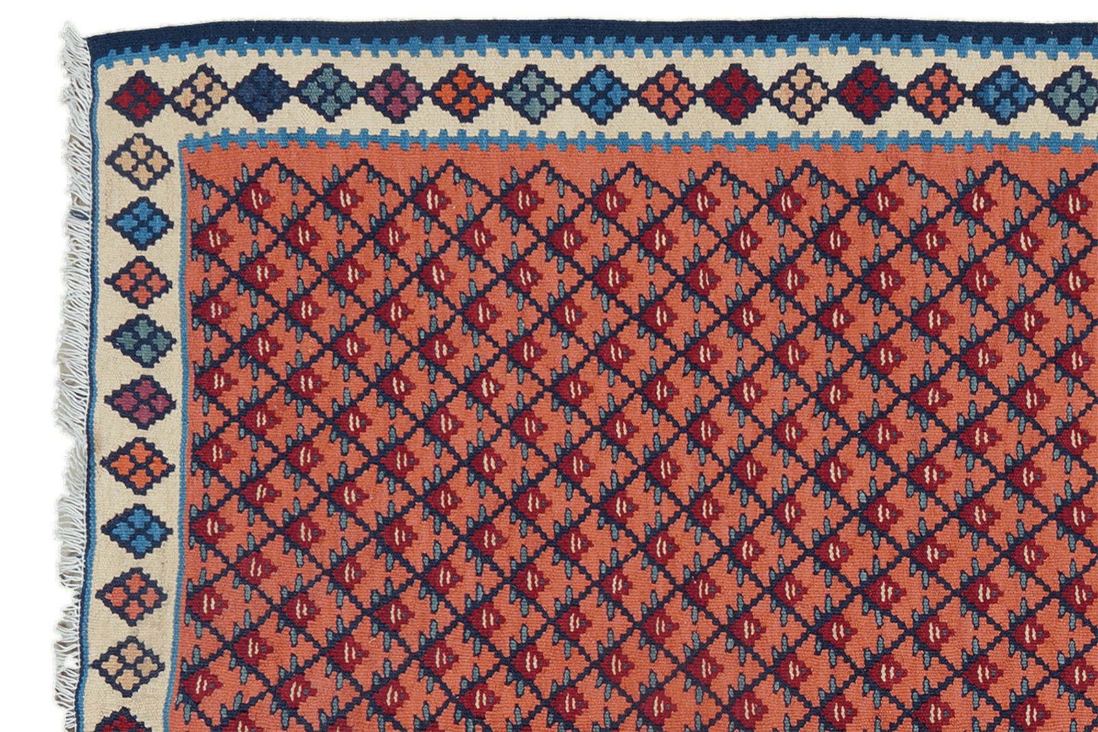 Kelim Senneh — Handgefertigt, 147x107 cm, Beige, 100% Virgin Wool | View 4