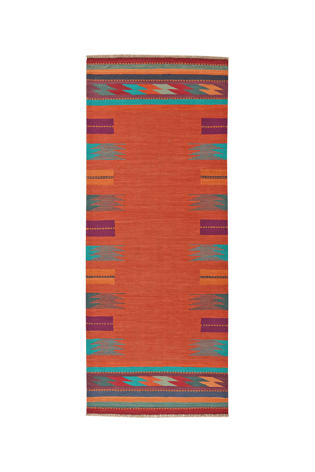 Kelim Gashgai — Handmade, 101x252 cm, Red, 100% Virgin Wool | Main view