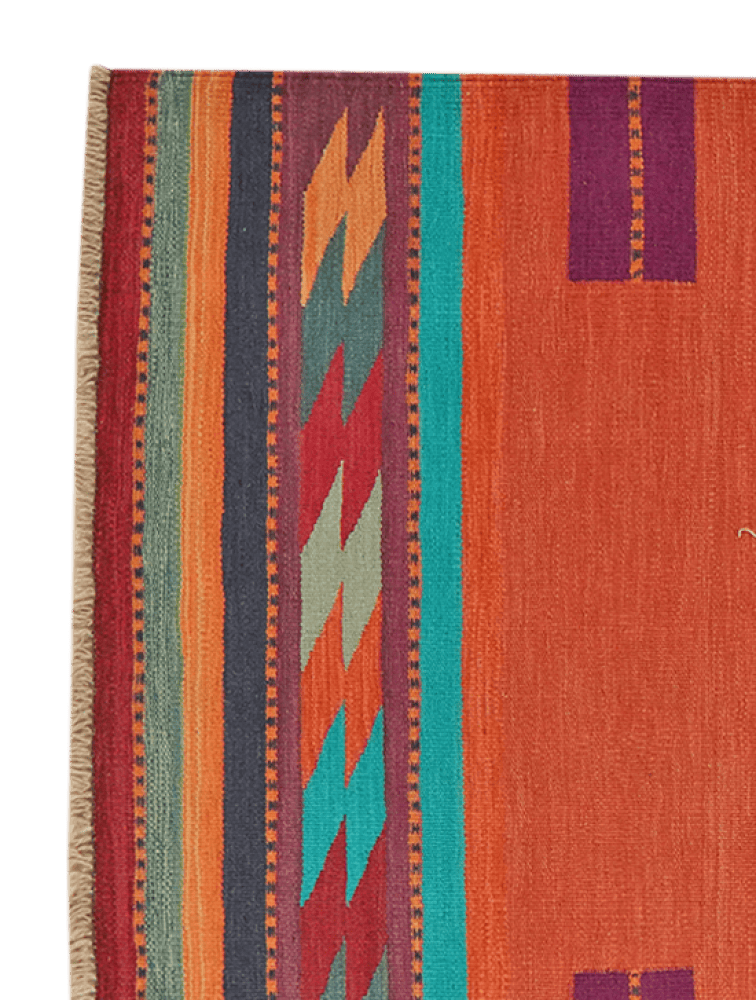 Kelim Gashgai — Handmade, 101x252 cm, Red, 100% Virgin Wool | View 3