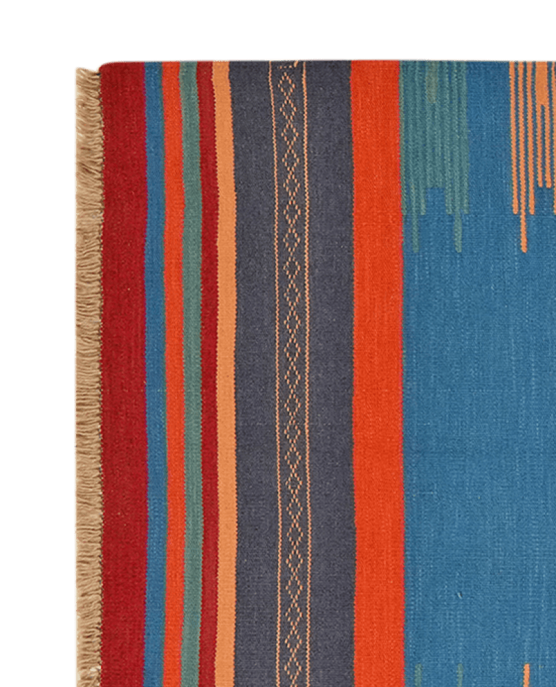 Kelim Gashgai — Handmade, 101x255 cm, Blue, 100% Virgin Wool | View 3