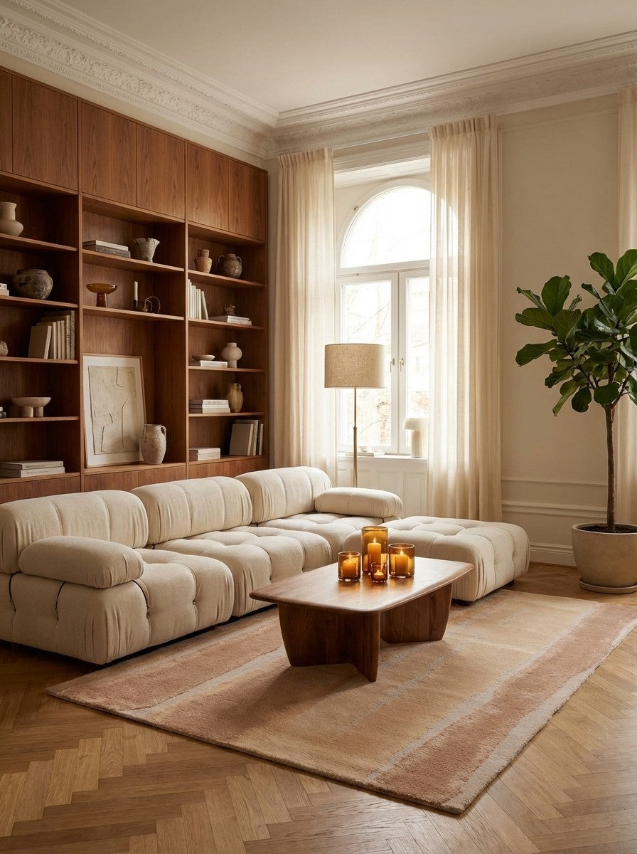 Sand Dune — Hand-knotted, 150x200 cm, Beige, 50% Schurwolle, 50% Viskose | Back view