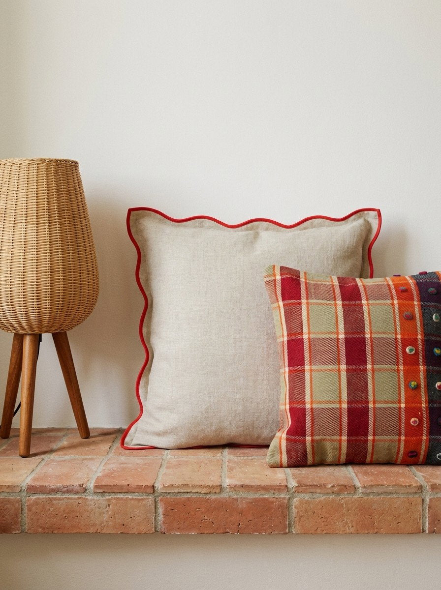 Kelim Kissen — Handgefertigt, 65x65 cm, Bunt, 100% Virgin Wool | Back view