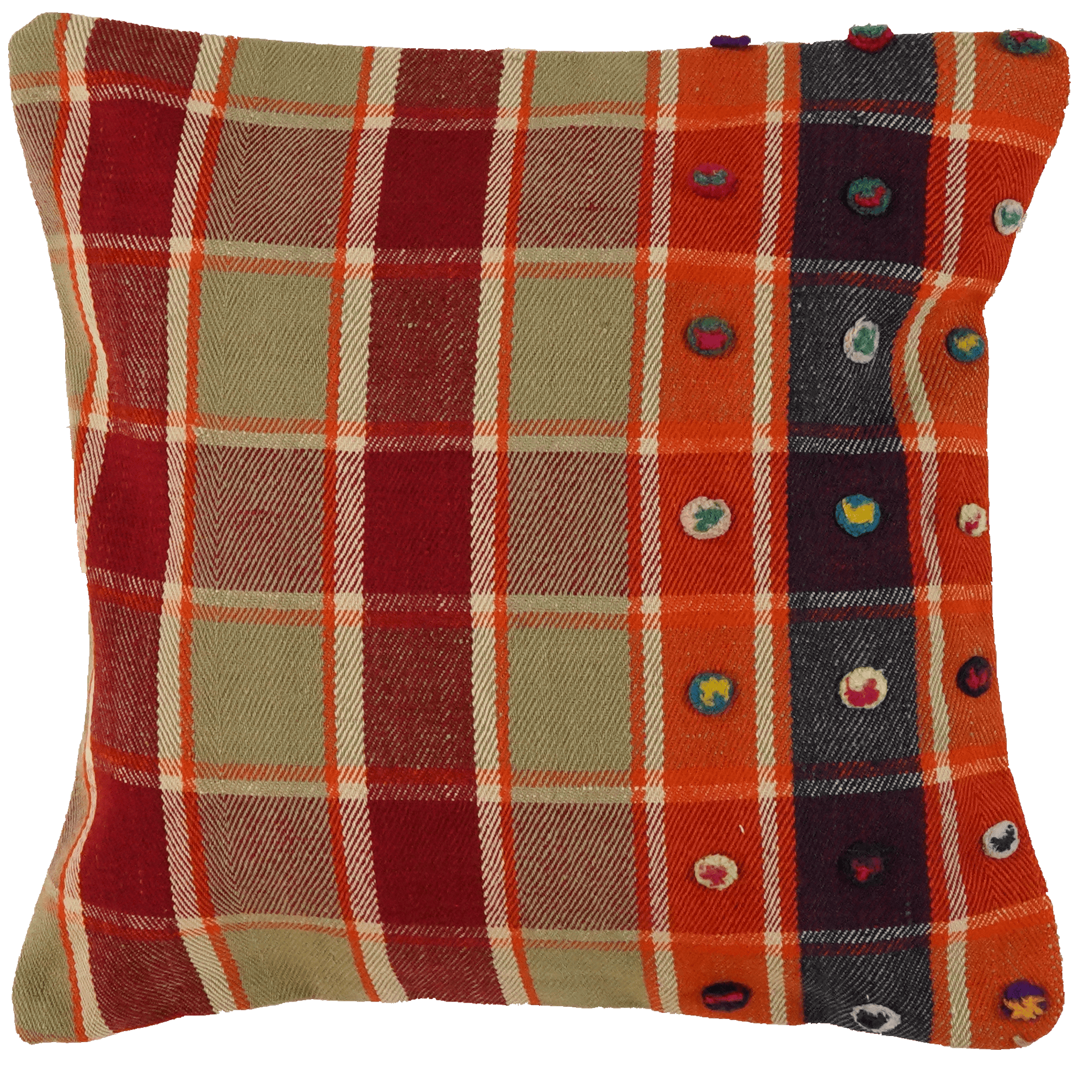 Kelim Kissen — Handmade, 65x65 cm, Multicolor, 100% Virgin Wool | Main view