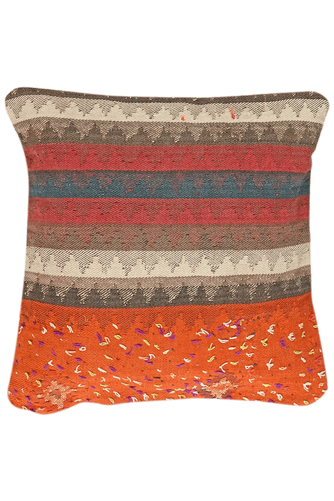 Kelim Kissen — Handmade, 65x65 cm, Multicolor, 100% Virgin Wool | Main view