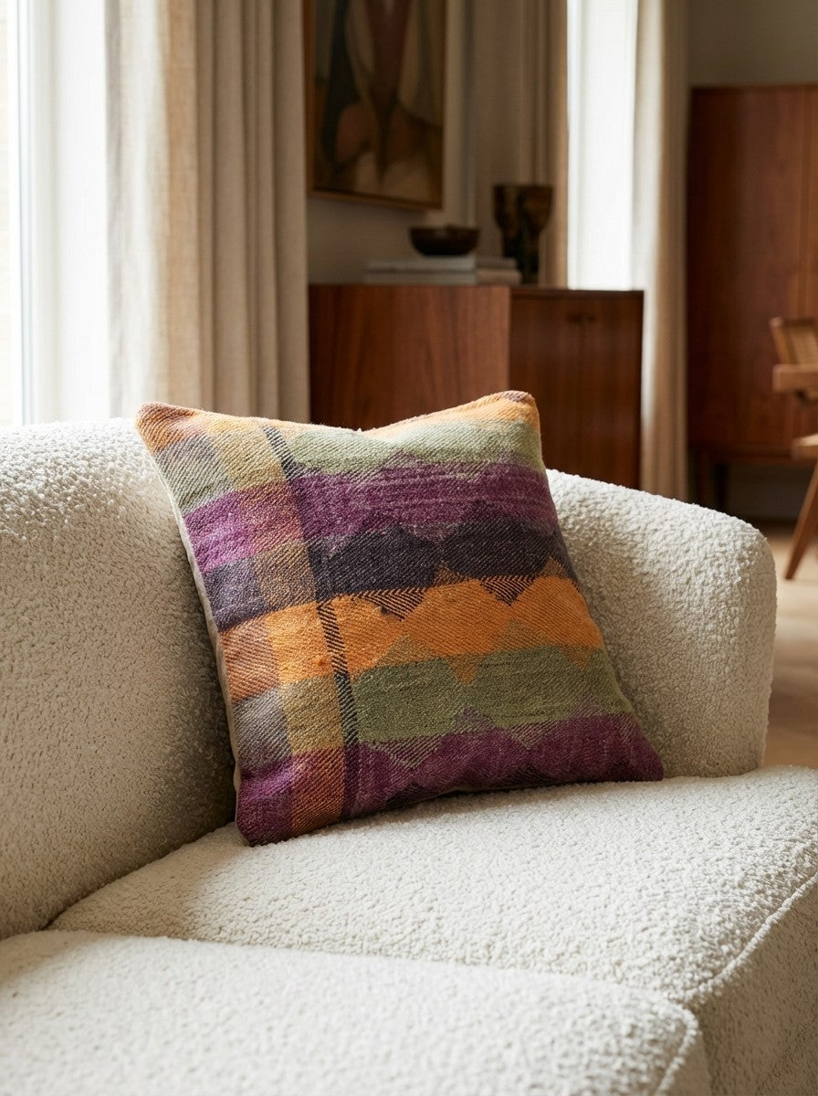 Kelim Kissen — Handmade, 50x50 cm, 100% Virgin Wool | Detail view
