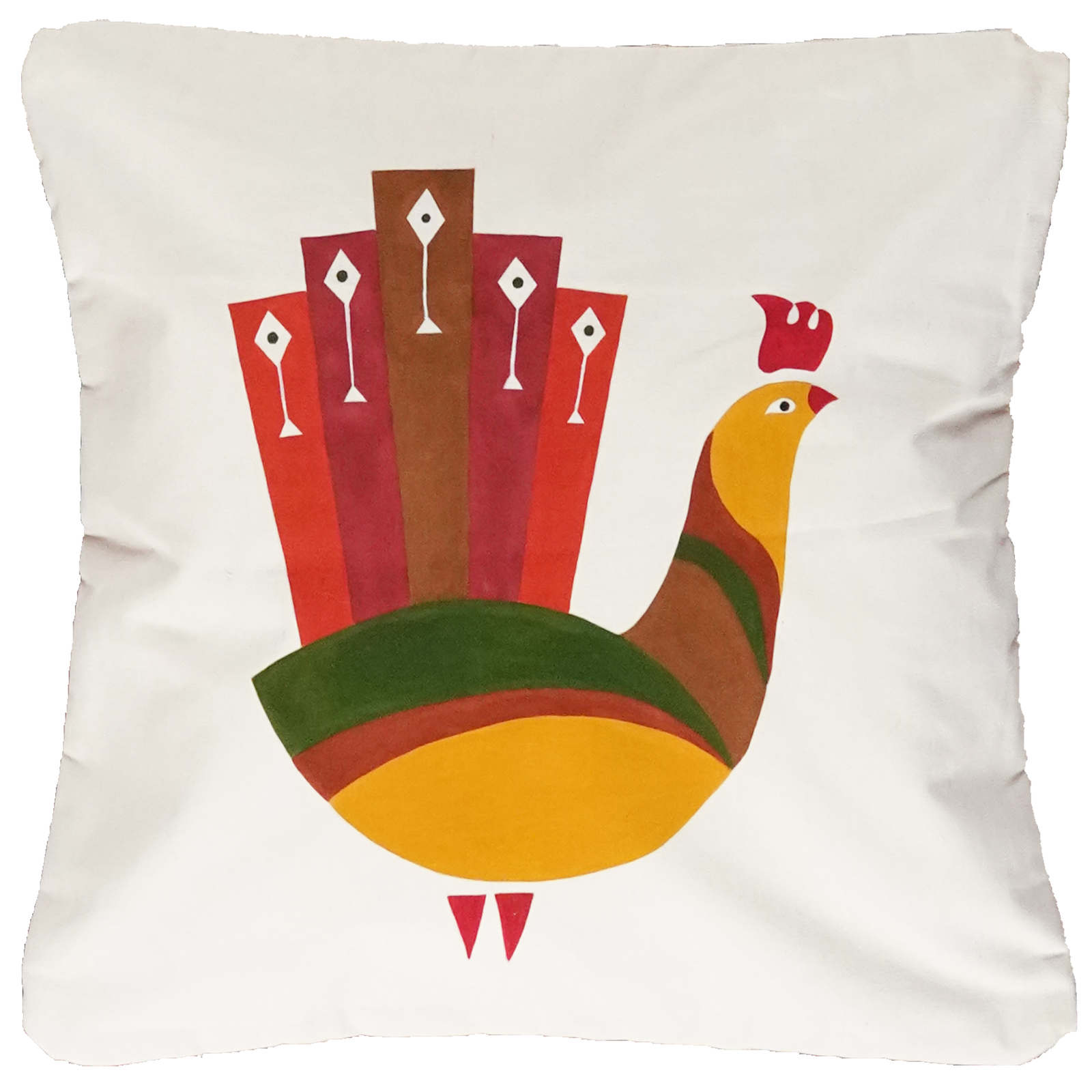 Kelim Kissen — Handgefertigt, 50x50 cm, Beige, 100% Virgin Wool | Main view