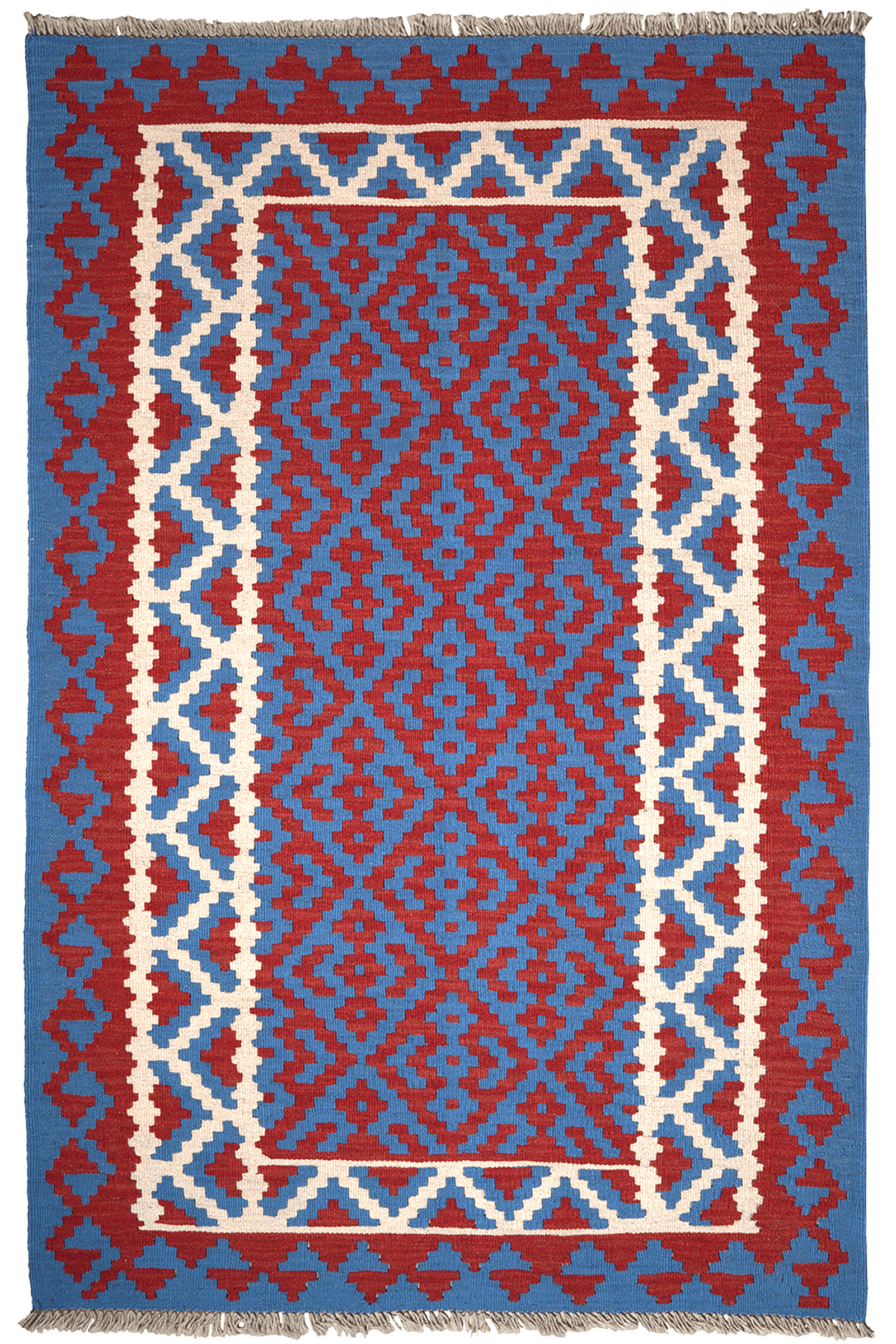 Kelim Gashgai — Handmade, 117x182 cm, Blue, 100% Virgin Wool | Main view
