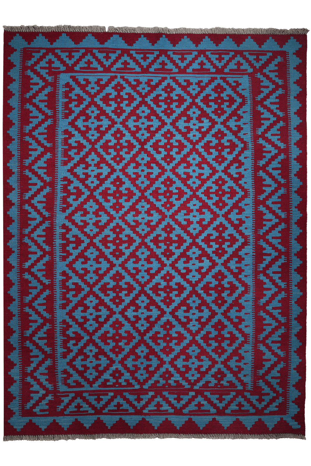 Kelim Gashgai — Handmade, 174x237 cm, Blue, 100% Virgin Wool | Main view