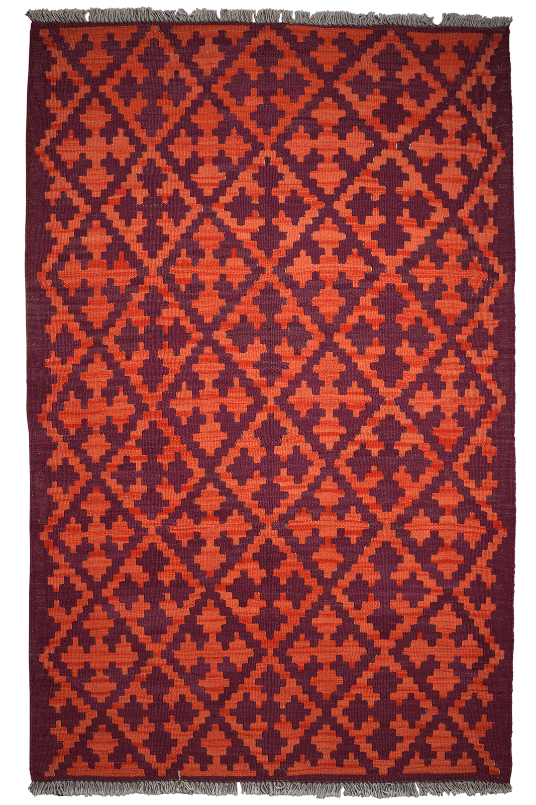 Kelim Gashgai — Handmade, 123x196 cm, Orange, 100% Virgin Wool | Main view