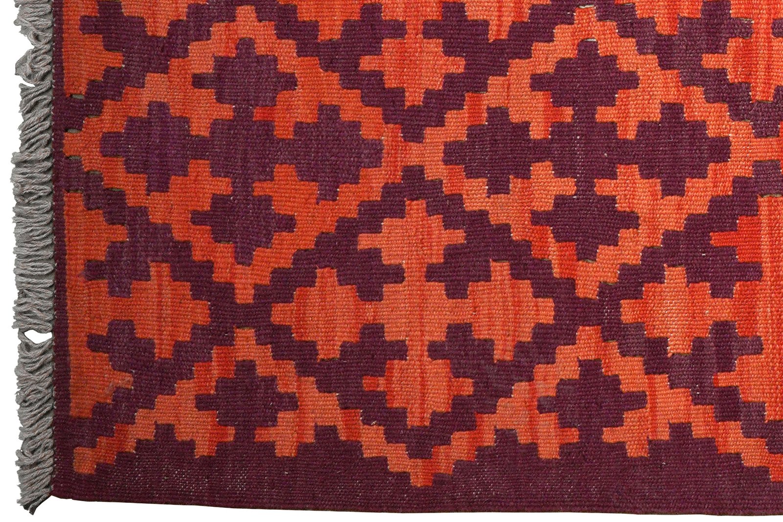 Kelim Gashgai — Handmade, 123x196 cm, Orange, 100% Virgin Wool | View 3