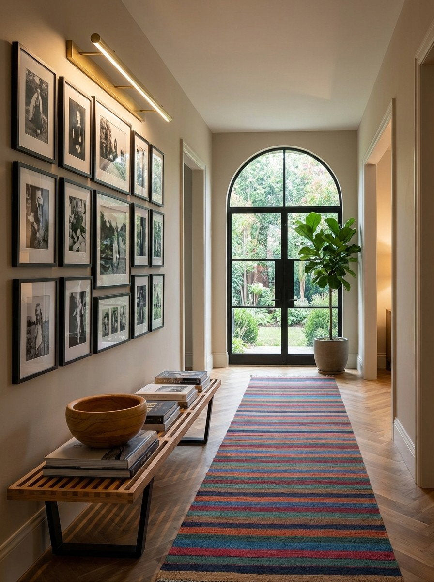 Kelim Gashgai — Handgefertigt, 200x58 cm, Bunt, 100% Virgin Wool | Detail view