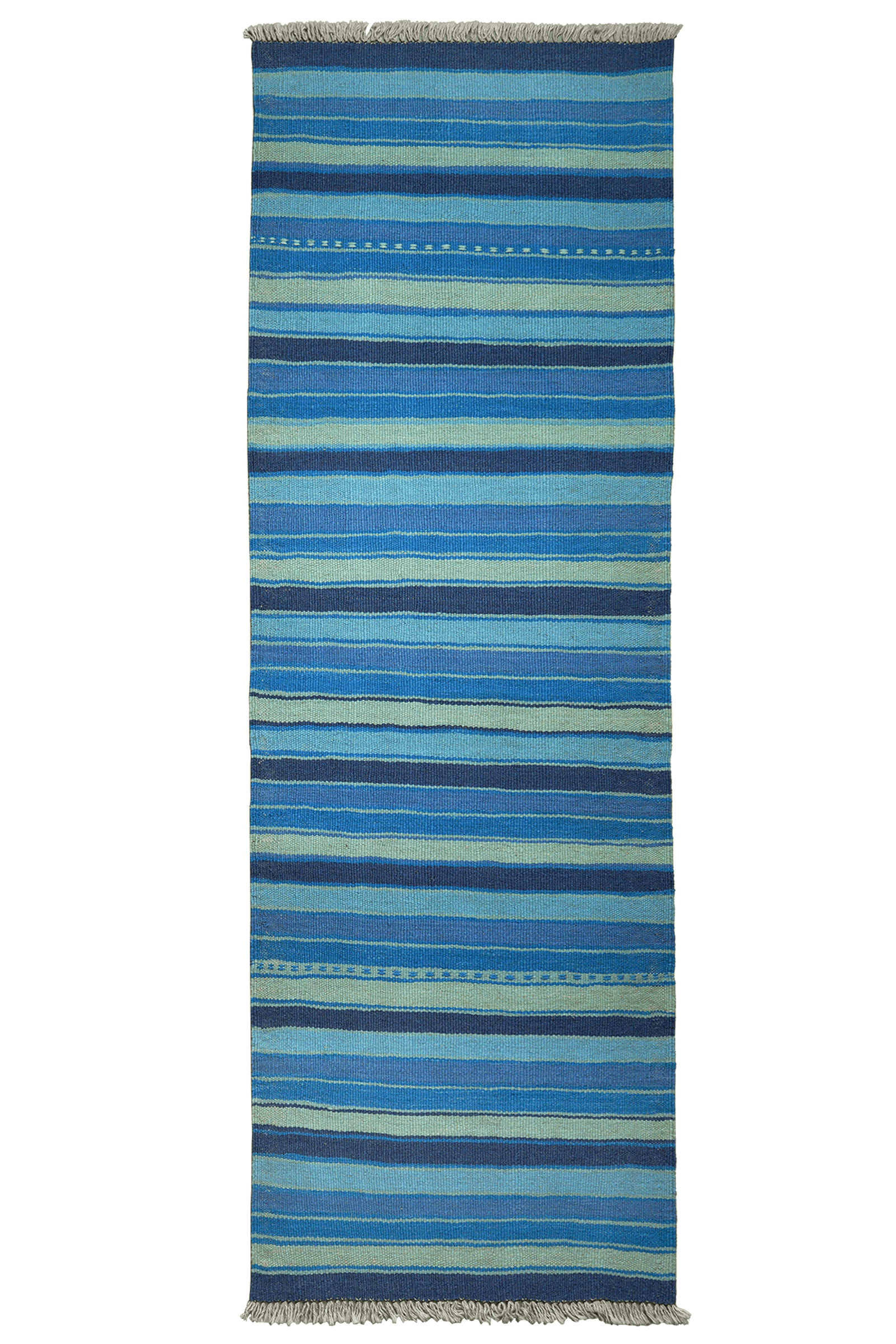 Kelim Gashgai — Handmade, 65x198 cm, Blue, 100% Virgin Wool | Main view
