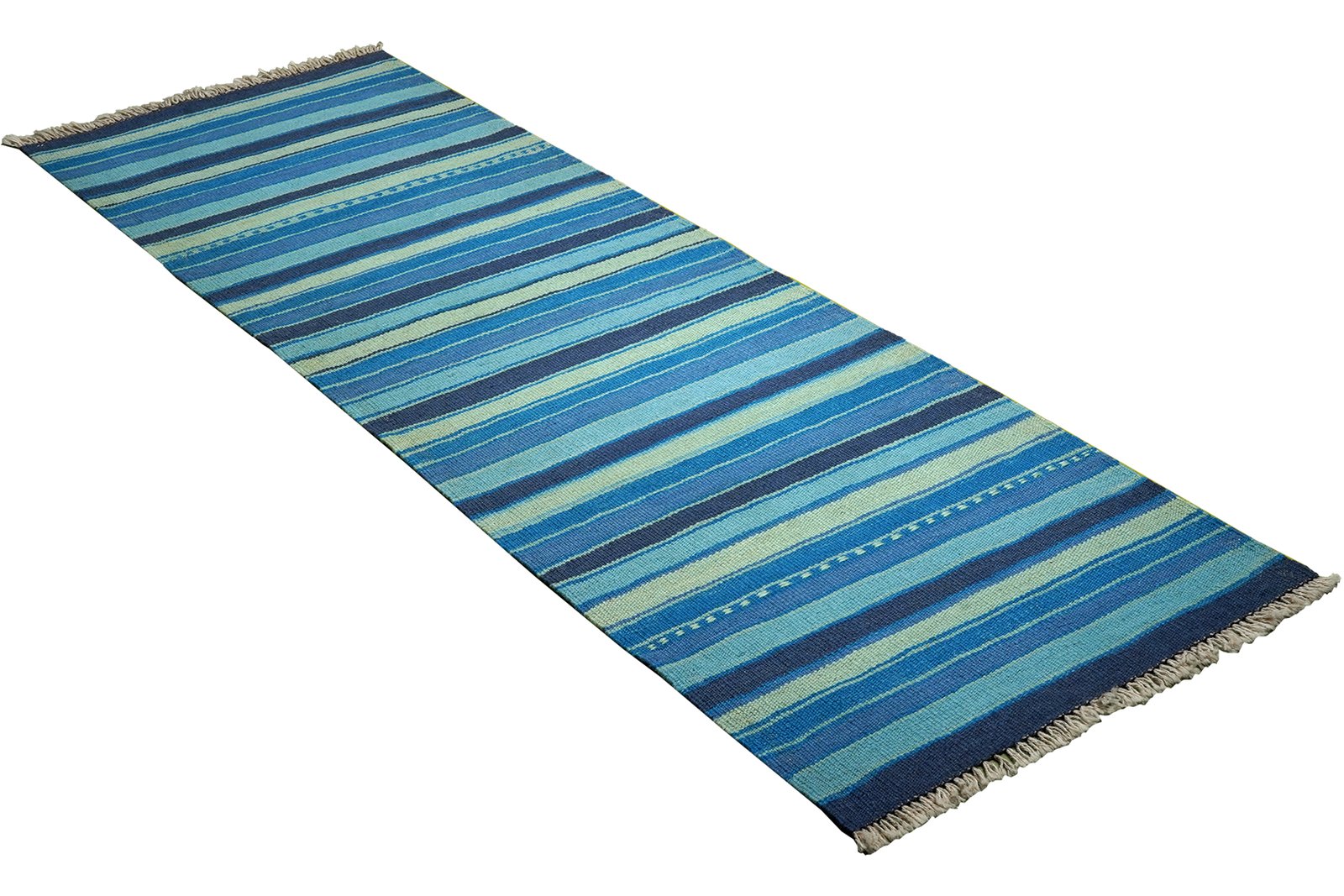 Kelim Gashgai — Handmade, 65x198 cm, Blue, 100% Virgin Wool | View 4