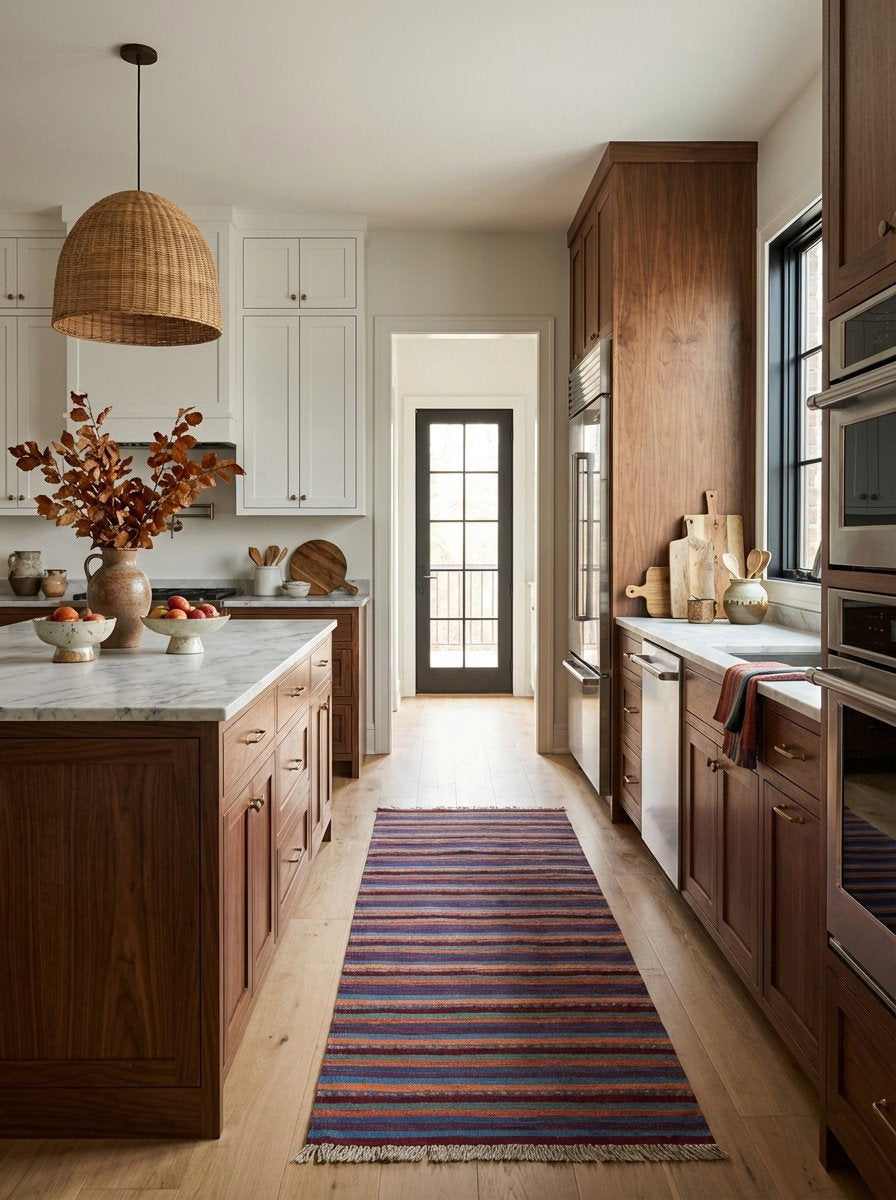 Kelim Gashgai — Handgefertigt, 194x60 cm, Bunt, 100% Virgin Wool | Back view