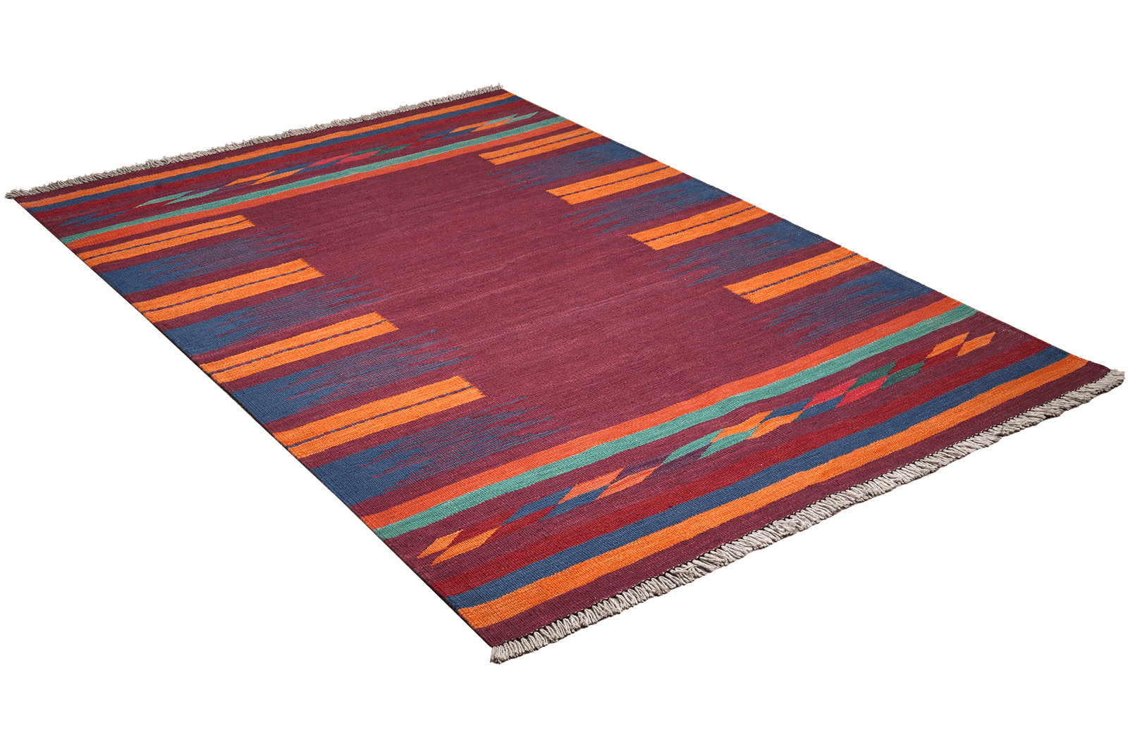 Kelim Gashgai — Handmade, 134x189 cm, Violett, 100% Virgin Wool | View 4