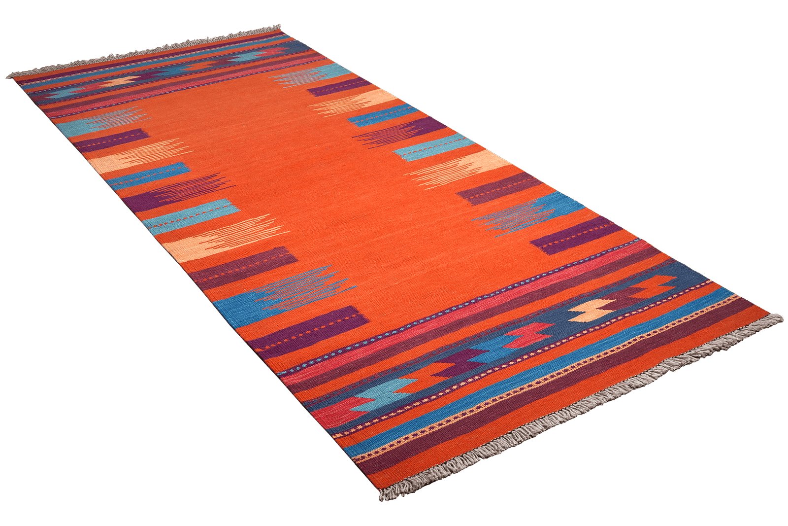 Kelim Gashgai — Handmade, 106x249 cm, Red, 100% Virgin Wool | View 4