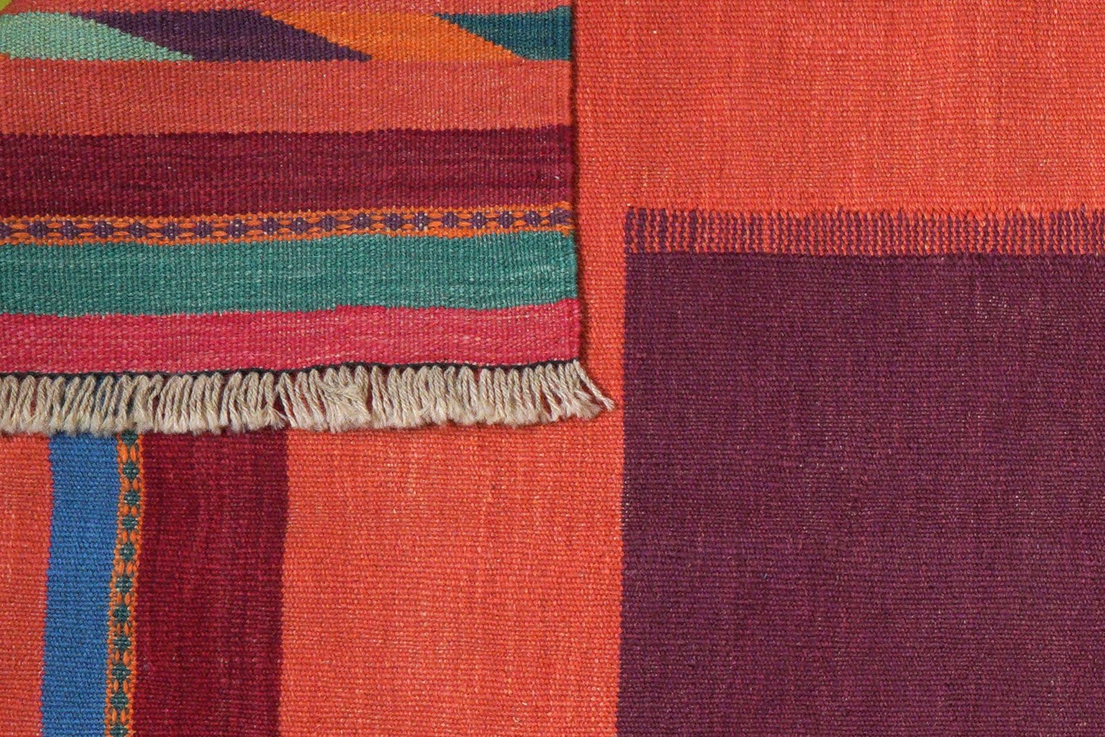 Kelim Gashgai — Handmade, 130x180 cm, Orange, 100% Virgin Wool | View 6