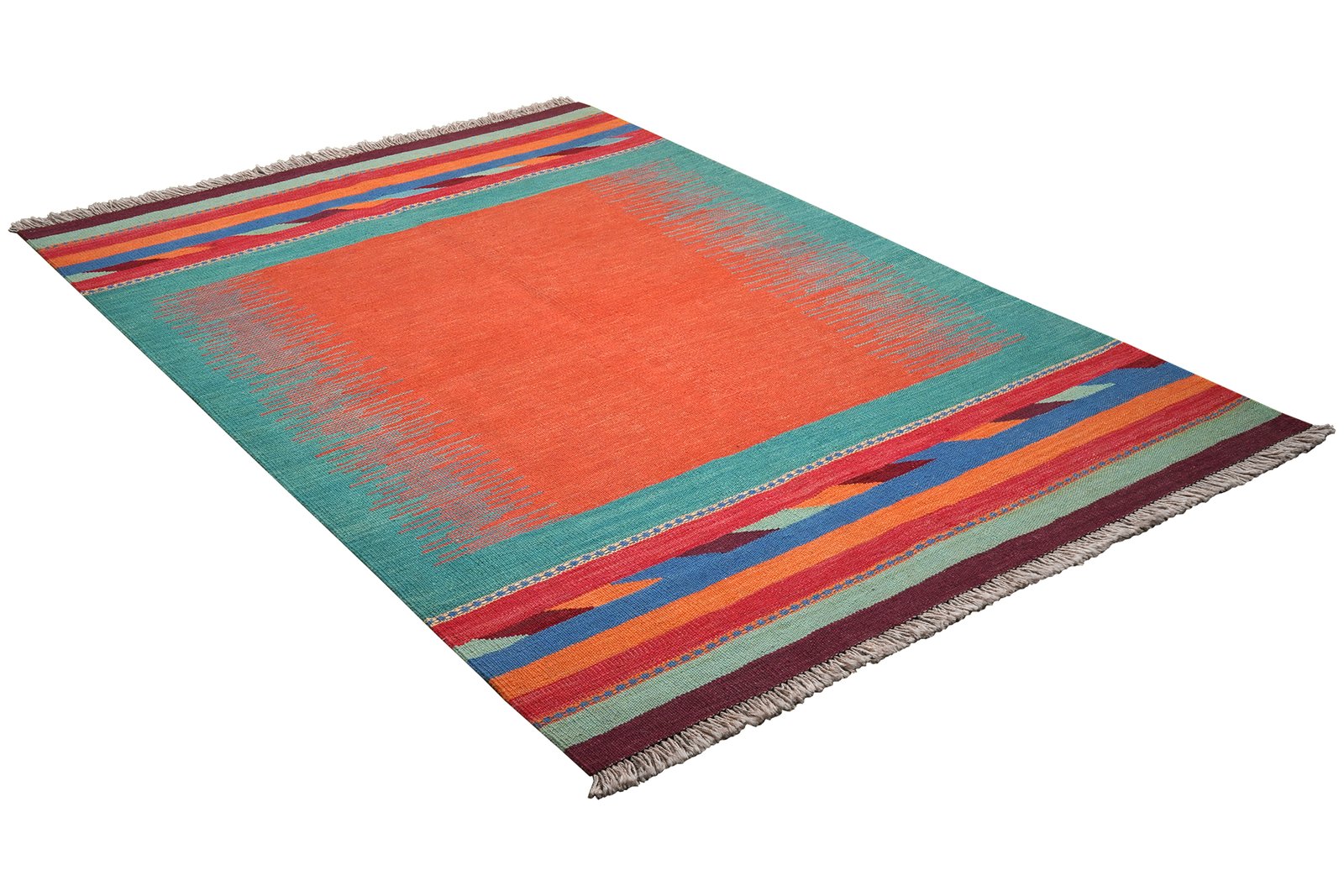 Kelim Gashgai — Handmade, 127x186 cm, Red, 100% Virgin Wool | View 4