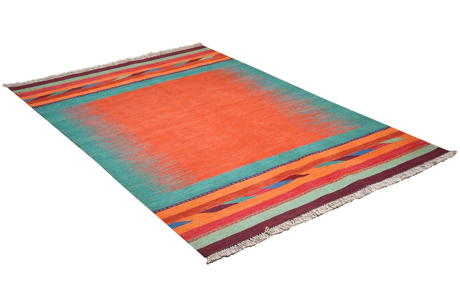 Kelim Gashgai — Handmade, 123x182 cm, Red, 100% Virgin Wool | View 4