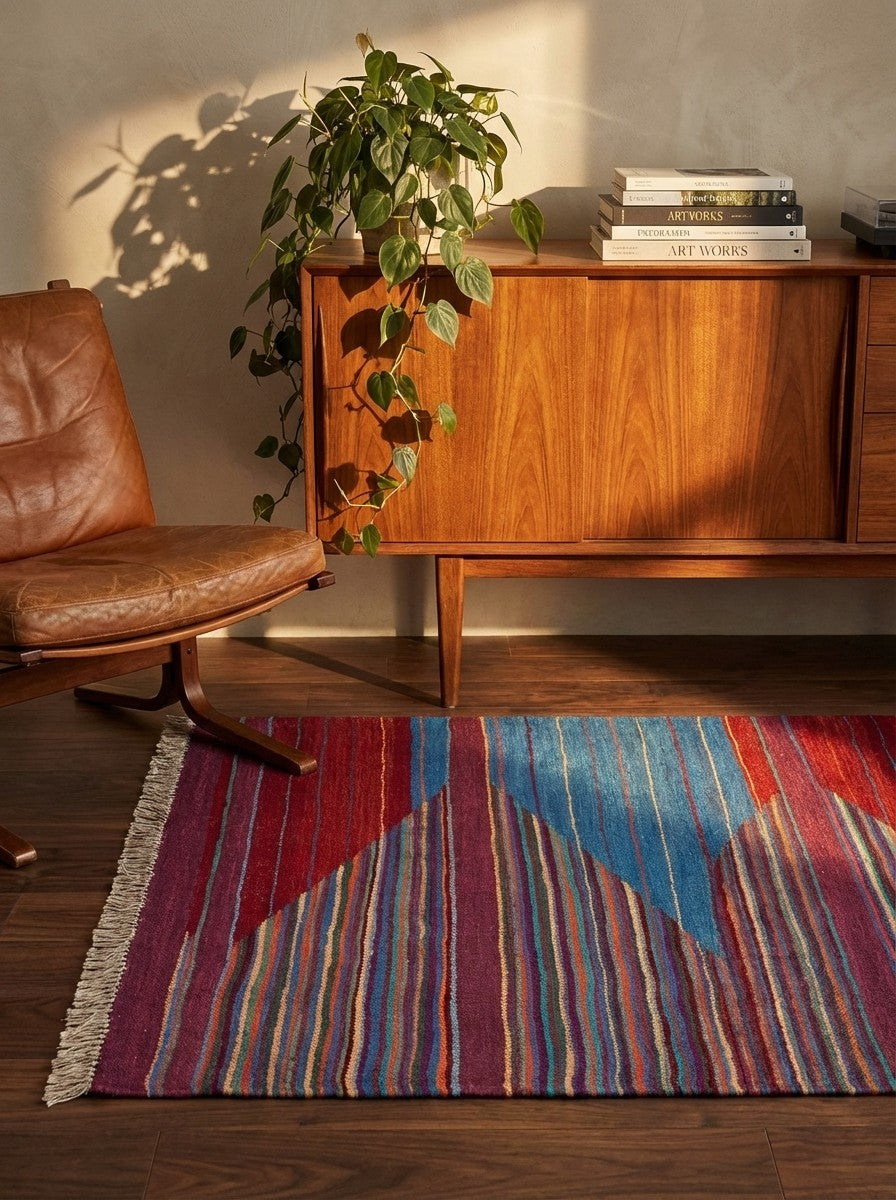 Kelim Gashgai — Handmade, 100x150 cm, Multicolor, 100% Virgin Wool | Back view