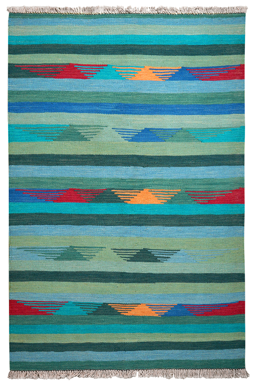 Kelim Gashgai — Handmade, 102x154 cm, Blue, 100% Virgin Wool | Main view