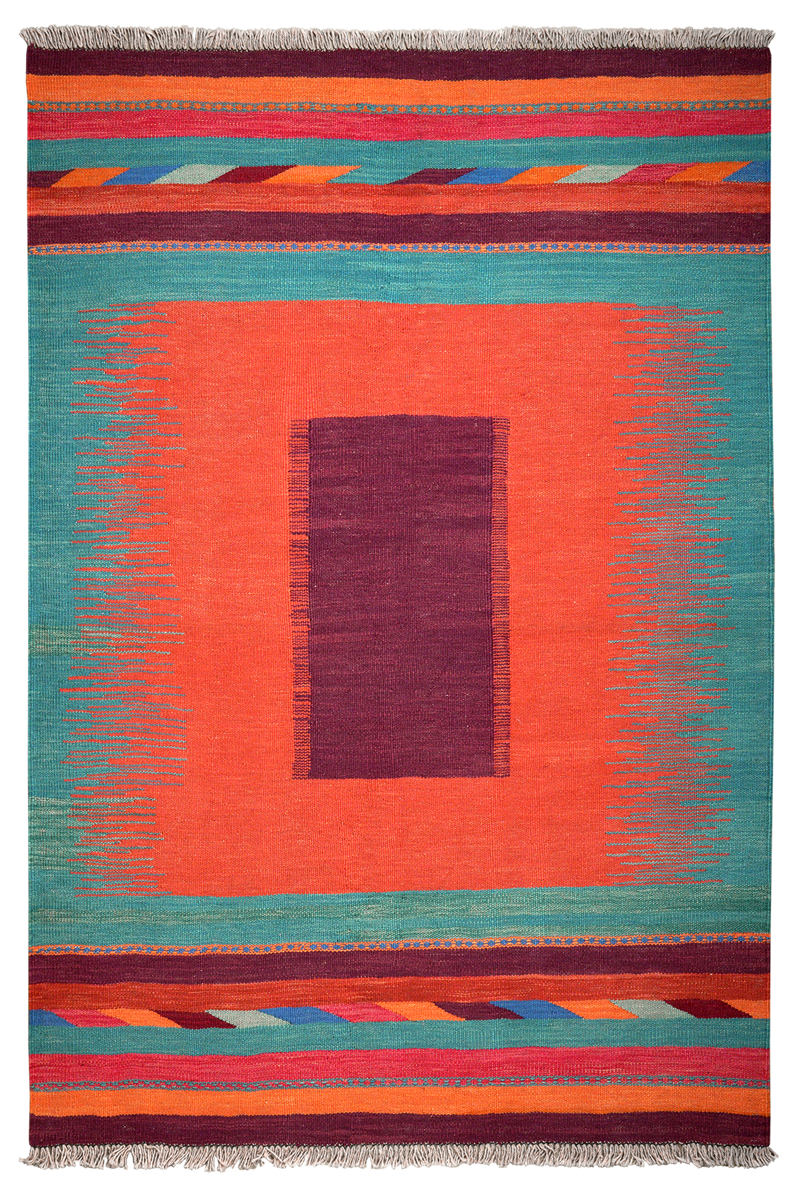 Kelim Gashgai — Handmade, 126x185 cm, Red, 100% Virgin Wool | Main view