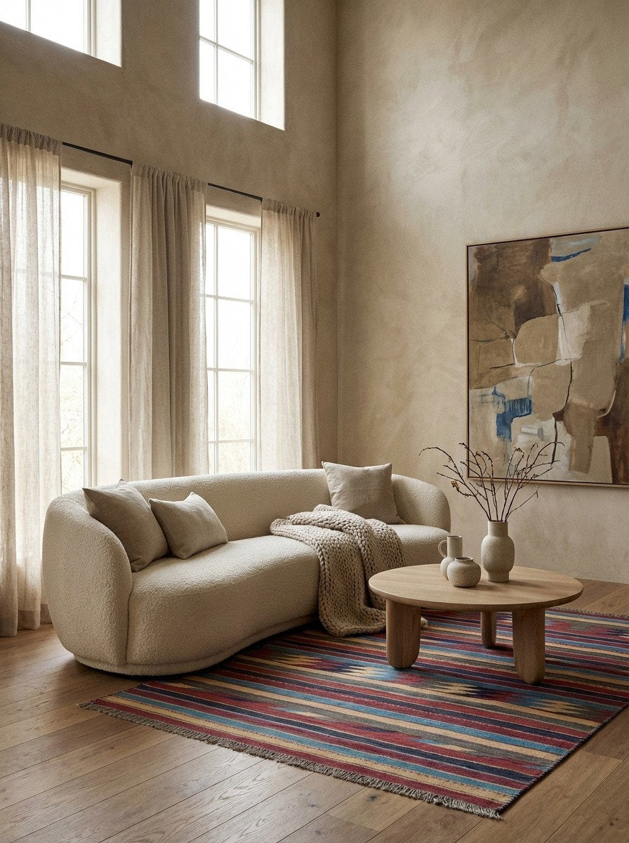 Kelim Gashgai — Handgefertigt, 179x123 cm, Bunt, 100% Virgin Wool | Detail view