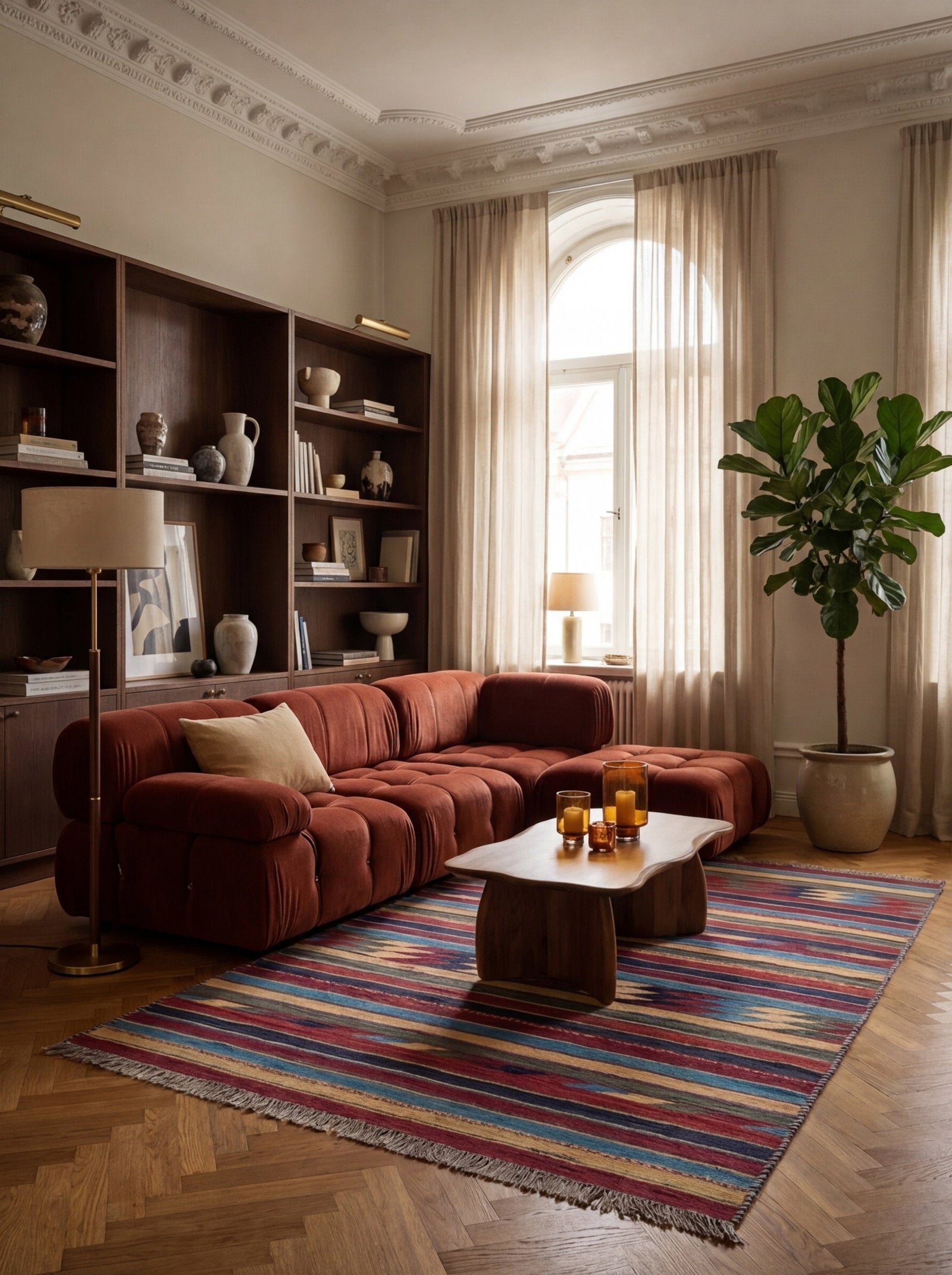 Kelim Gashgai — Handgefertigt, 179x123 cm, Bunt, 100% Virgin Wool | Back view