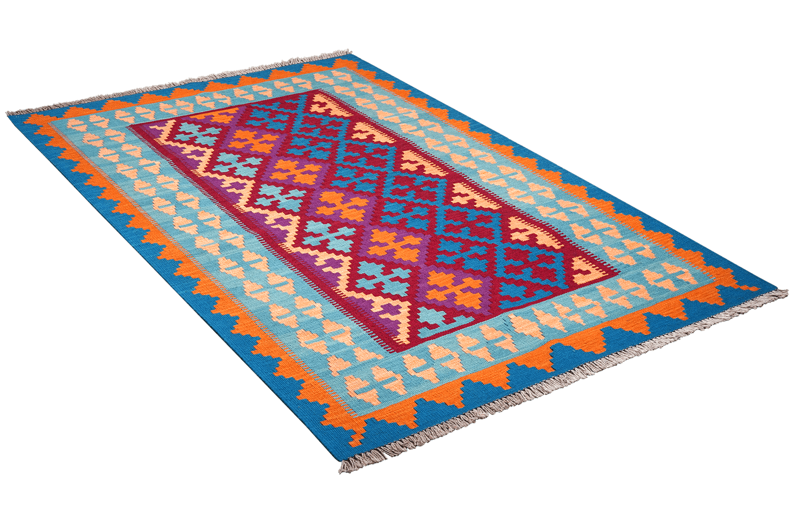 Kelim Gashgai — Handmade, 125x179 cm, Red, 100% Virgin Wool | View 4