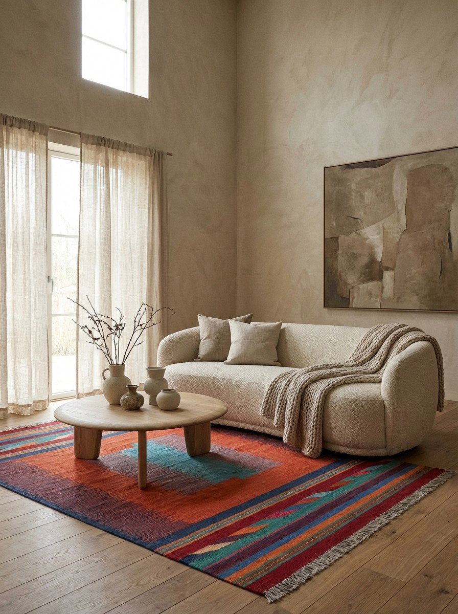 Kelim Gashgai — Handgefertigt, 180x127 cm, Bunt, 100% Virgin Wool | Detail view