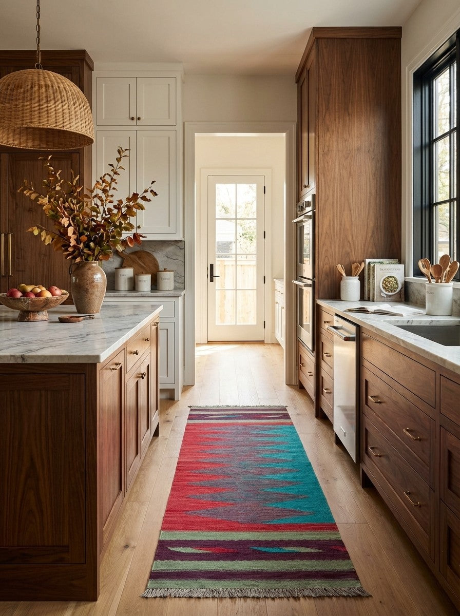 Kelim Gashgai — Handmade, 65x215 cm, Multicolor, 100% Virgin Wool | Back view