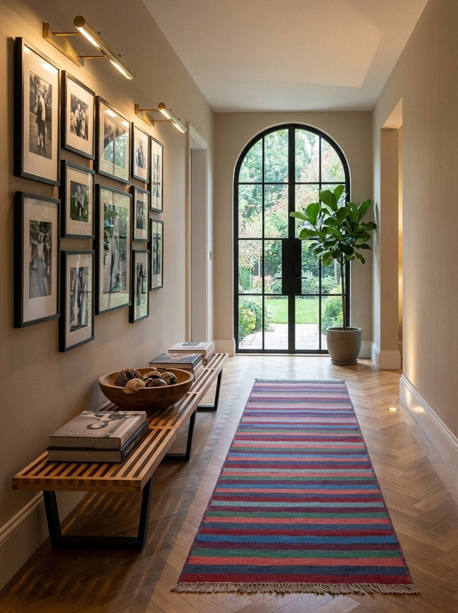 Kelim Gashgai — Handgefertigt, 196x56 cm, Bunt, 100% Virgin Wool | Detail view