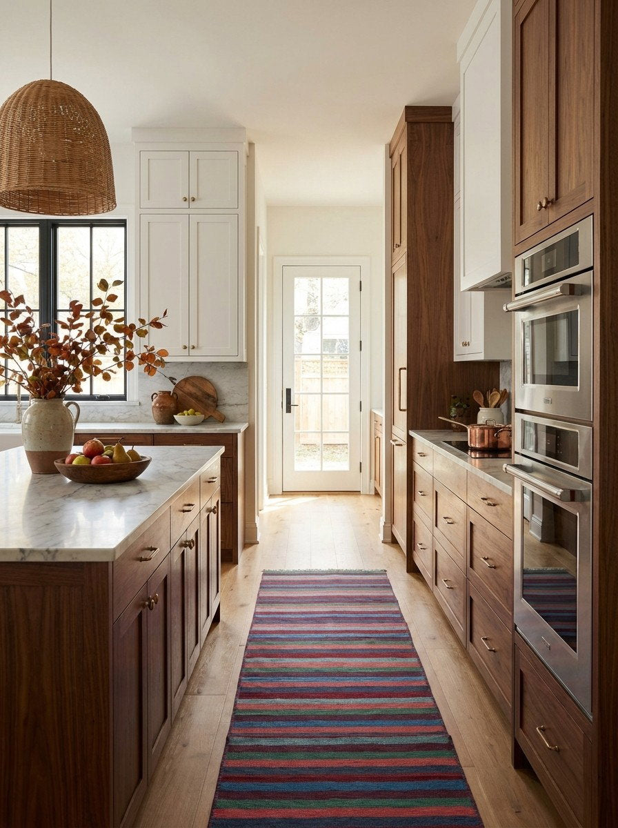 Kelim Gashgai — Handgefertigt, 196x56 cm, Bunt, 100% Virgin Wool | Back view