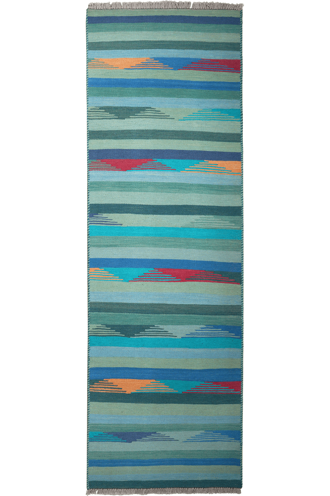 Kelim Gashgai — Handmade, 79x253 cm, Blue, 100% Virgin Wool | Main view