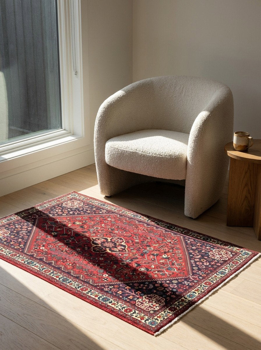 Abadeh — Handgefertigt, 157x103 cm, Beige, 100% Virgin Wool | Detail view