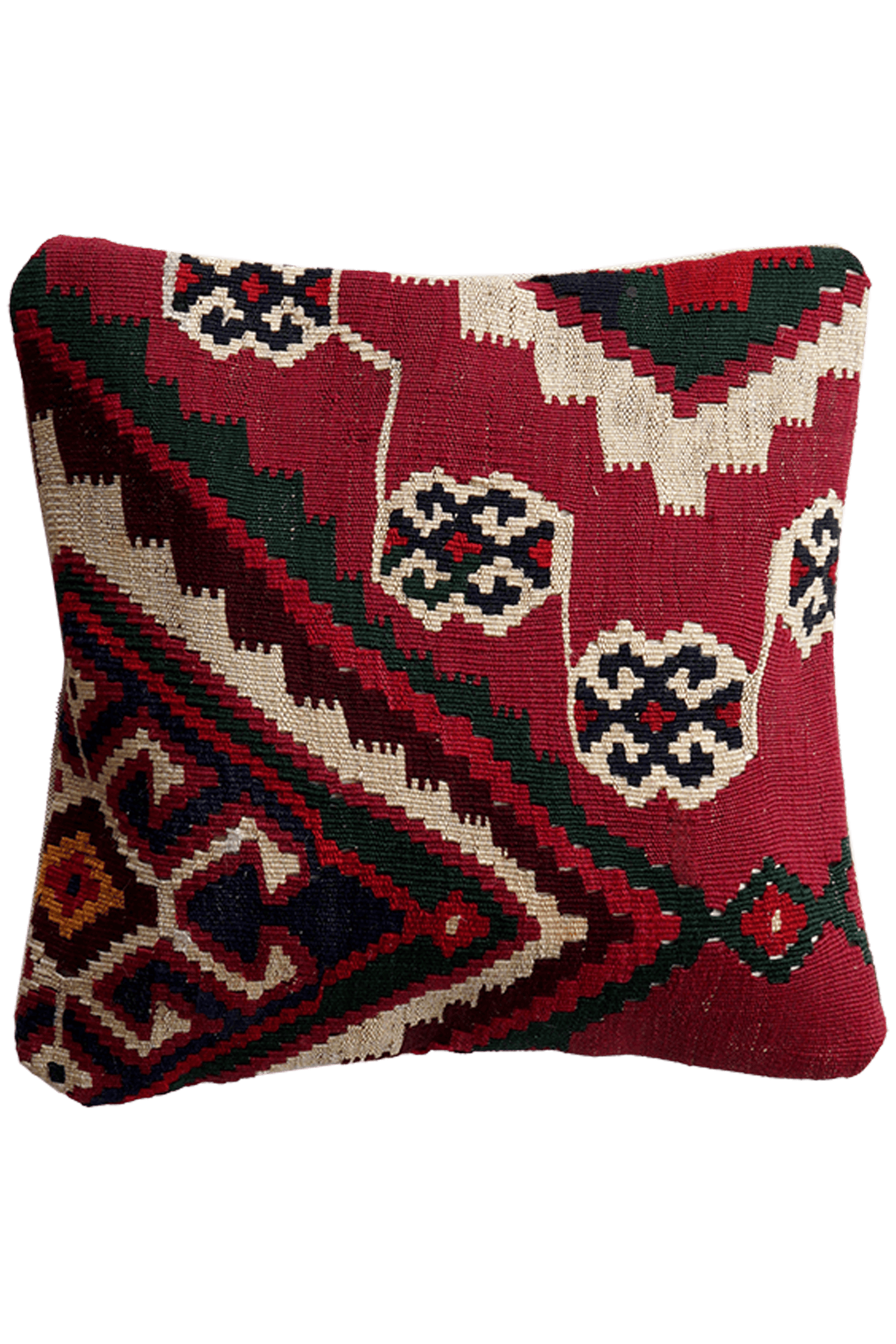 Kelim Kissen — Handmade, 40x40 cm, Multicolor, 100% Virgin Wool | Main view