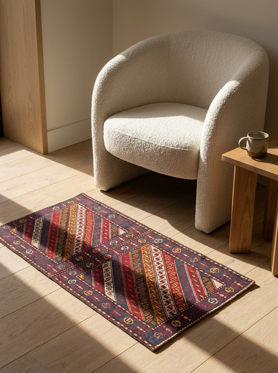 Khorjin — Handmade, 38x89 cm, Multicolor, 100% Virgin Wool | Detail view