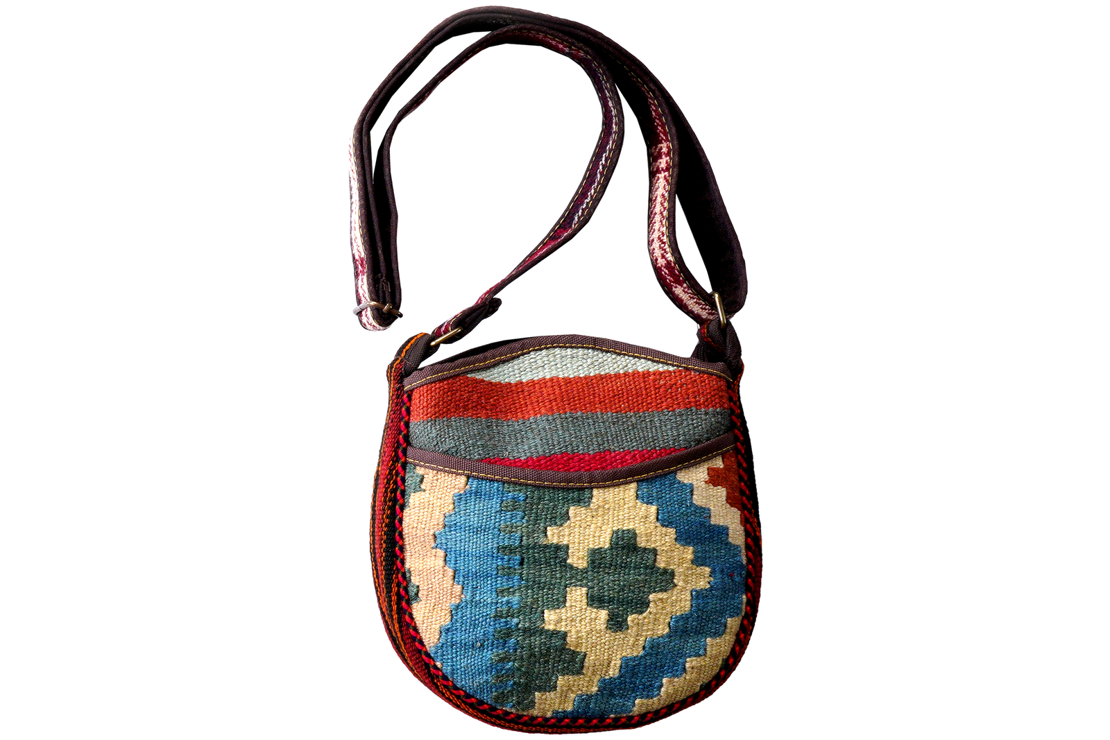 Kelim Tasche — Handgefertigt, 27x27 cm, Bunt, 100% Virgin Wool | Main view
