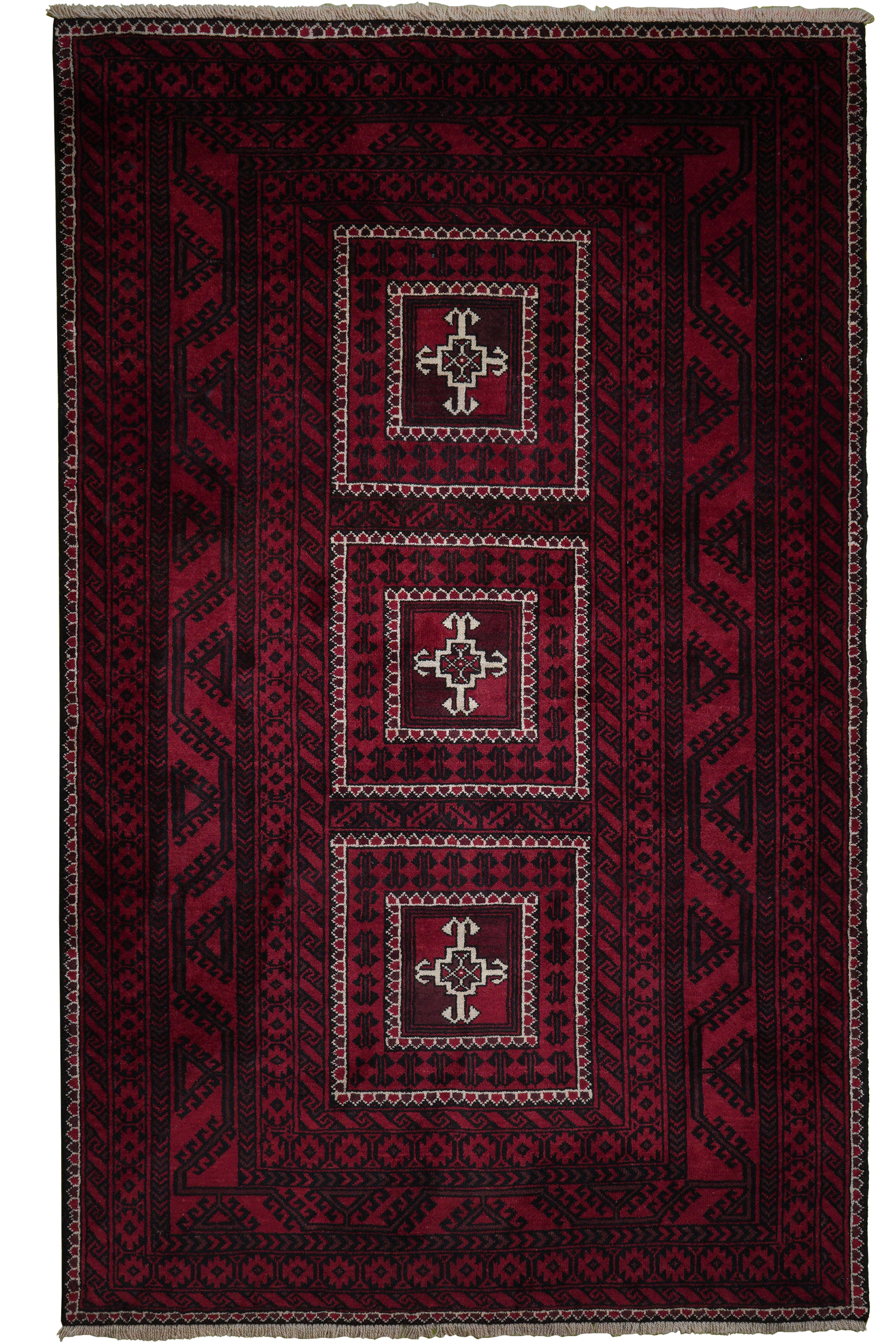 Belutch — Handgefertigt, 201x123 cm, Rot, 100% Virgin Wool | Main view