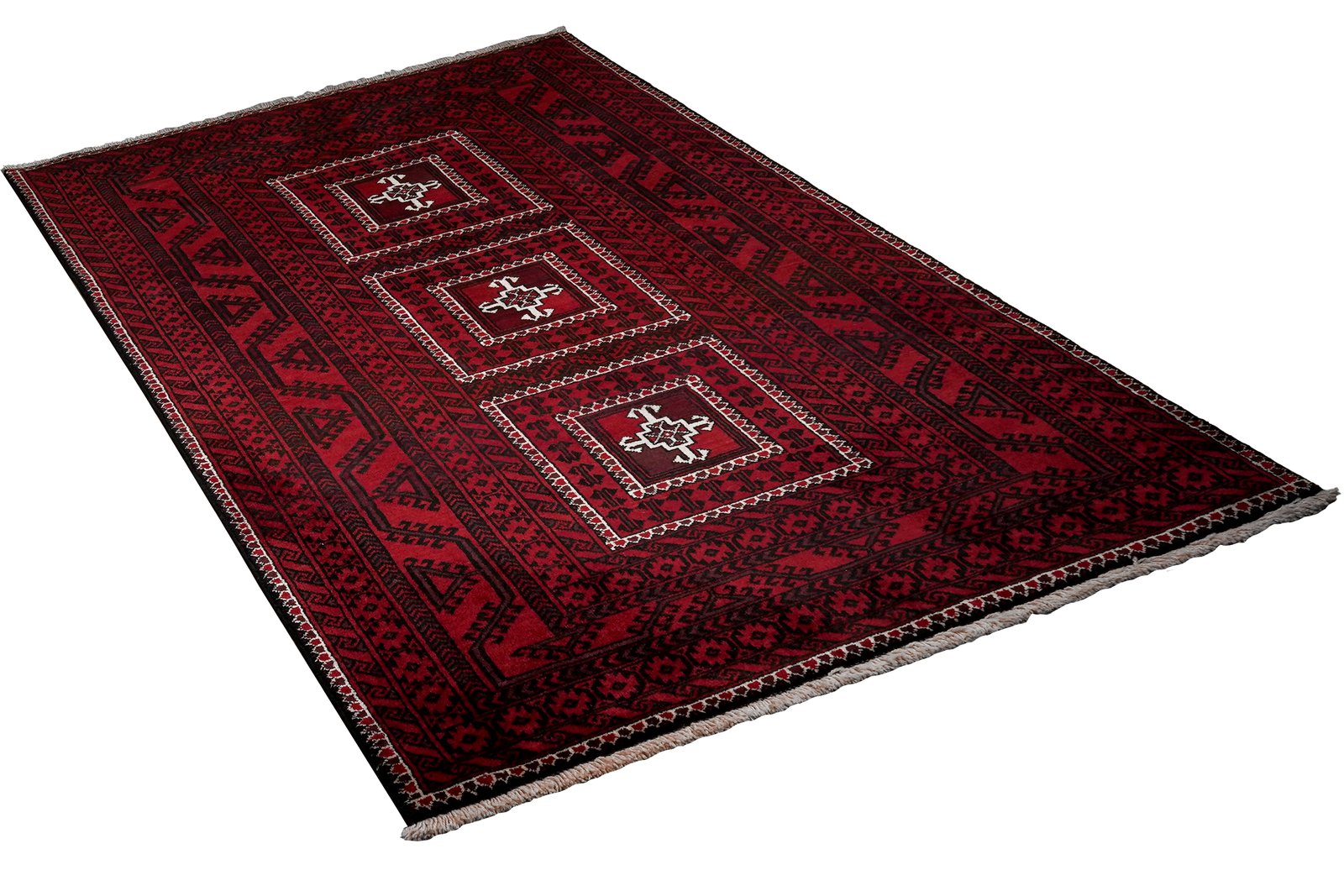 Belutch — Hand-knotted, 123x201 cm, Red, 100% Virgin Wool | View 4