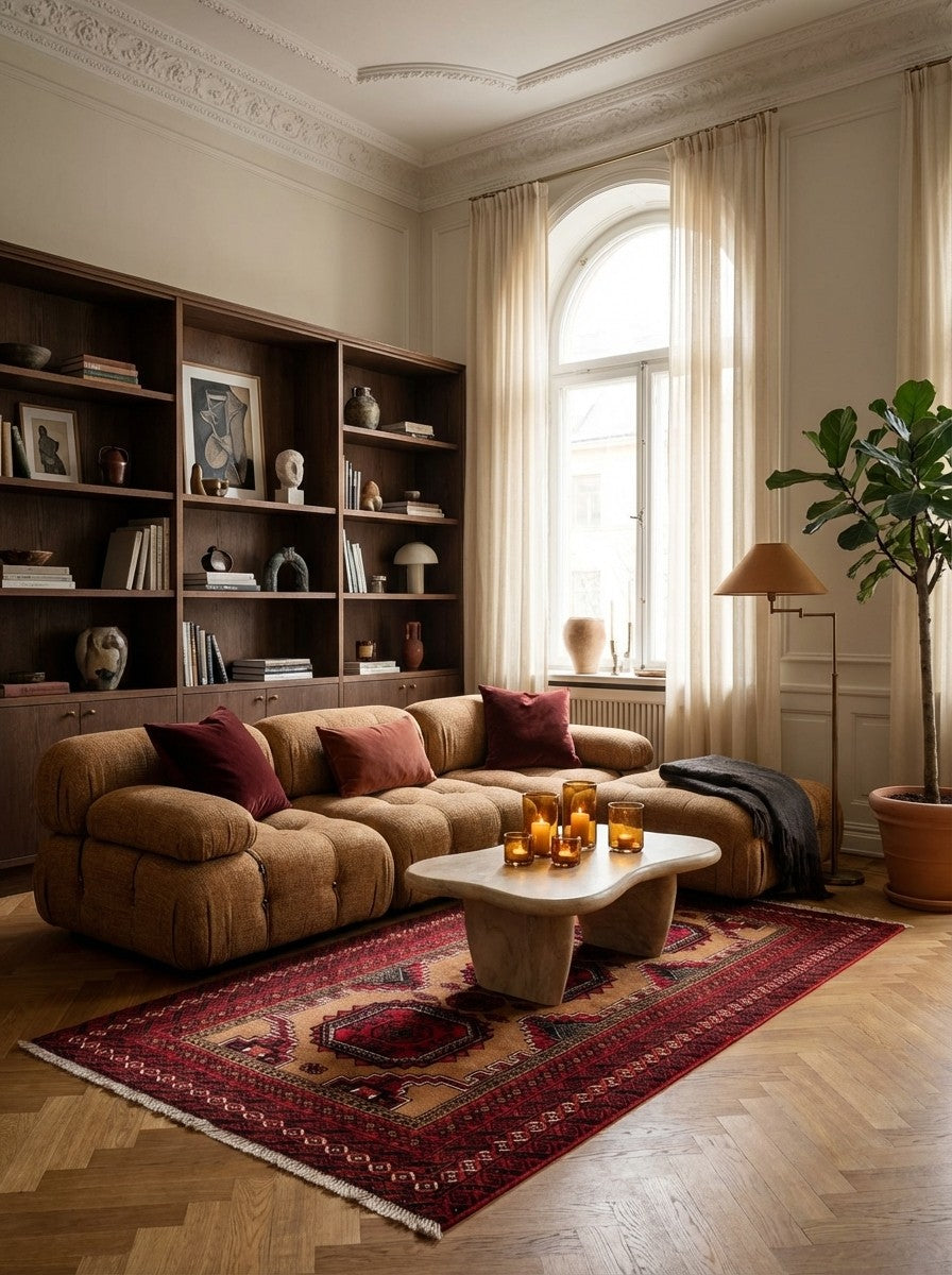 Belutch — Hand-knotted, 104x198 cm, Brown, 100% Virgin Wool | Back view