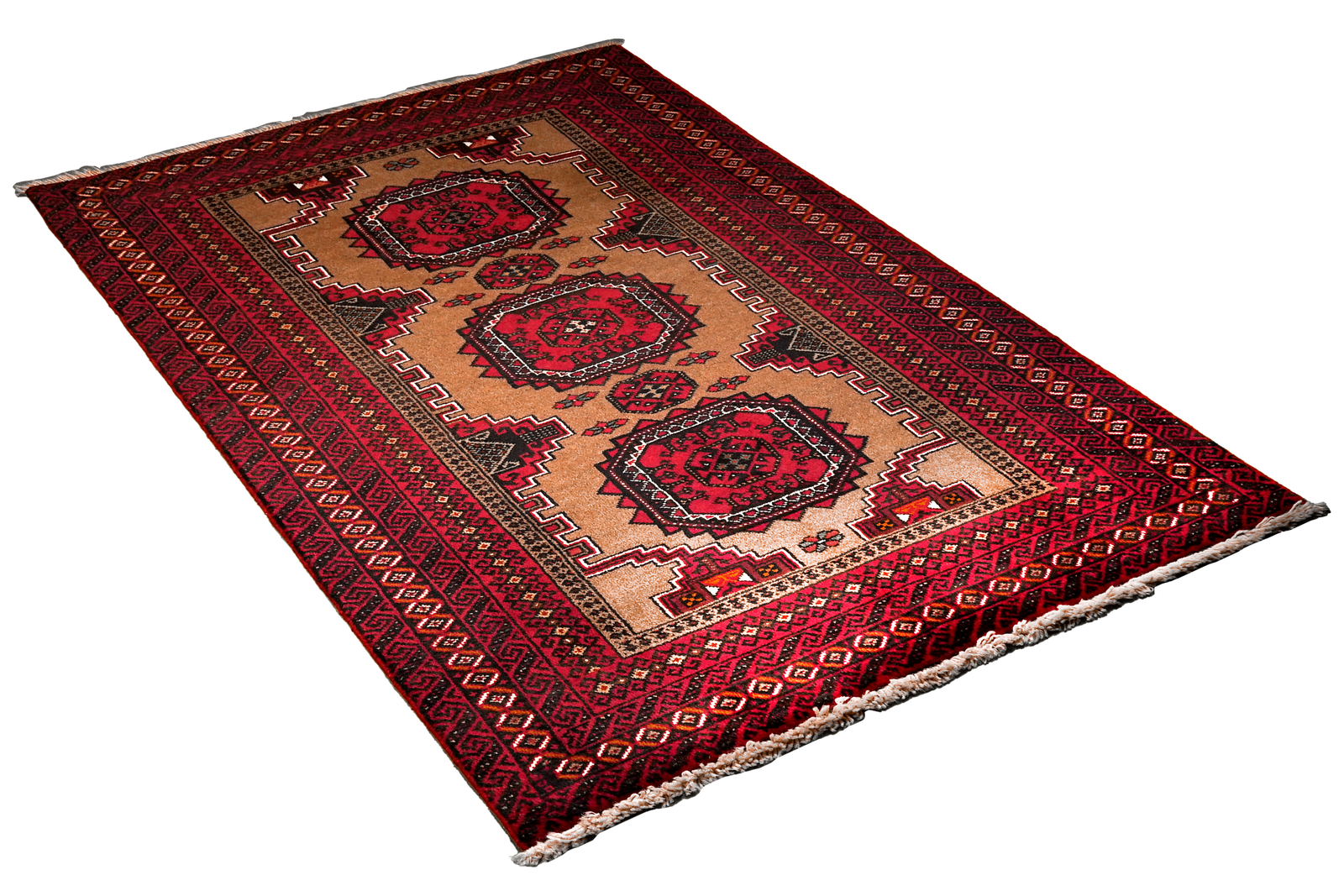 Belutch — Handgefertigt, 198x104 cm, Rot, 100% Virgin Wool | View 5