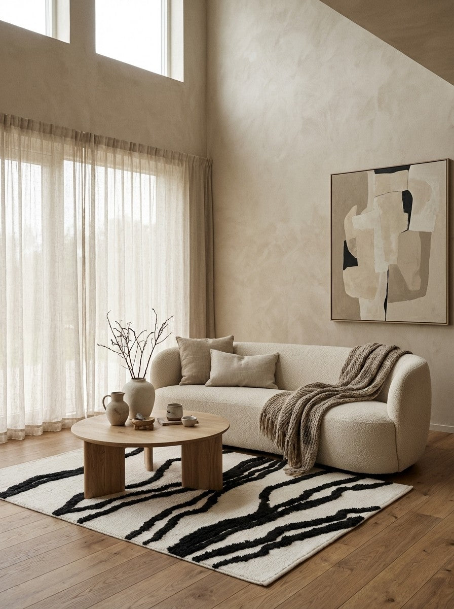 Morrocan Mirage — Hand-knotted, 240x170 cm, Beige, 100% Virgin Wool | Detail view
