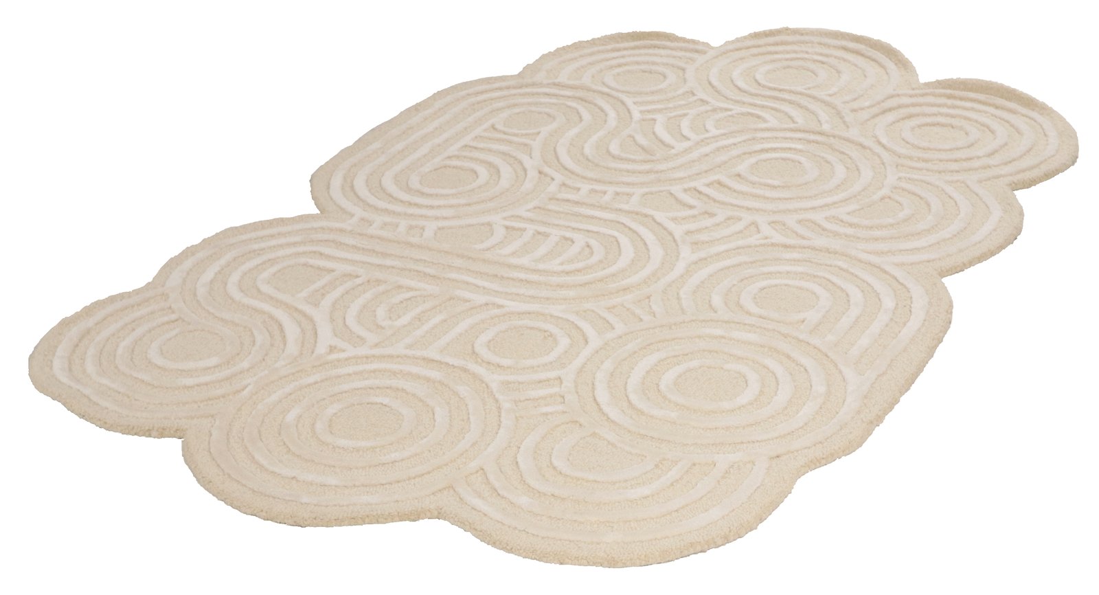 Circle Maze — Hand-knotted, 180x120 cm, Beige, 50% Schurwolle, 50% Viskose | View 4