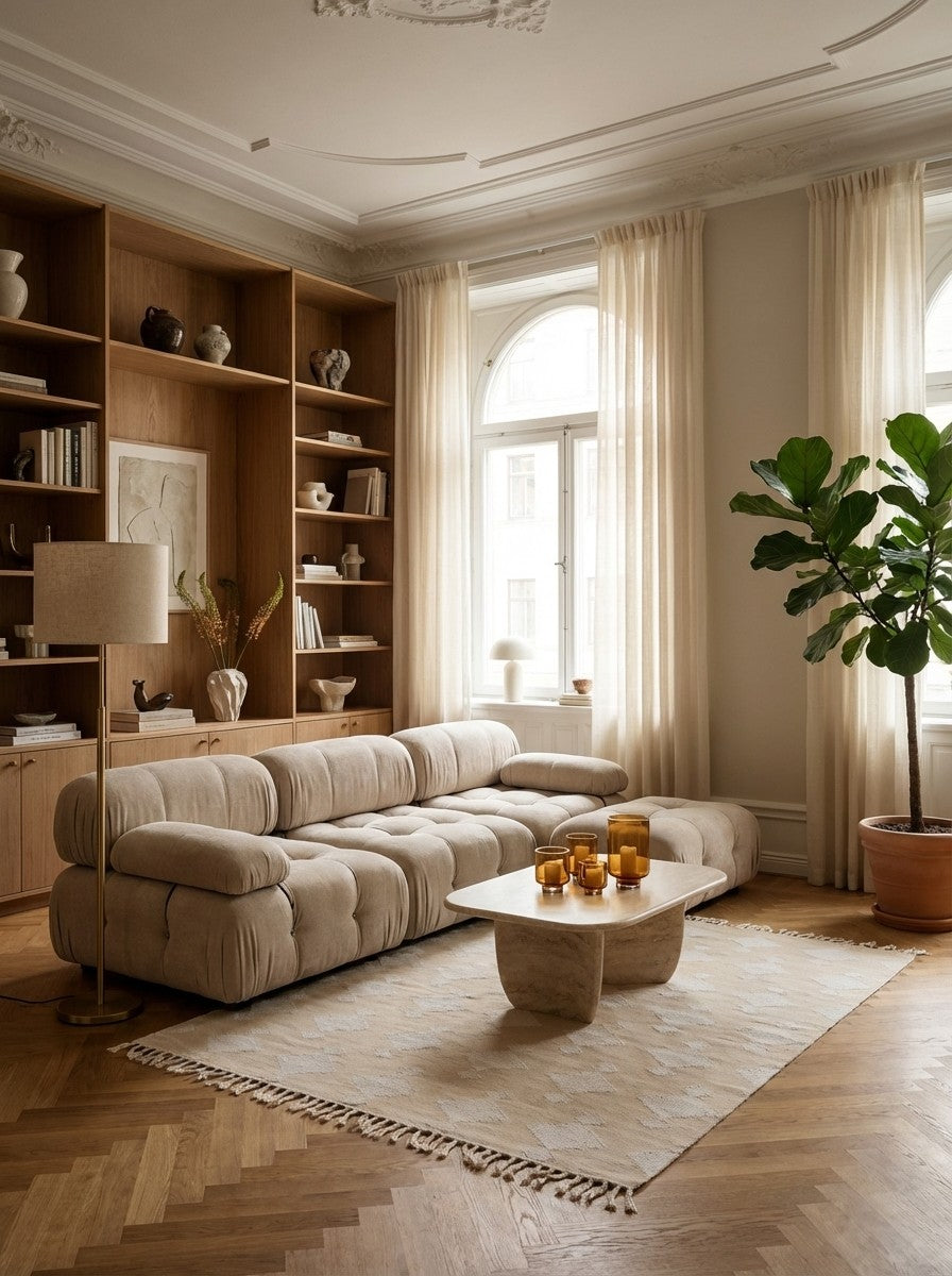 Dhurrie — Handmade, 170x120 cm, Beige, 100% Polyester | Back view